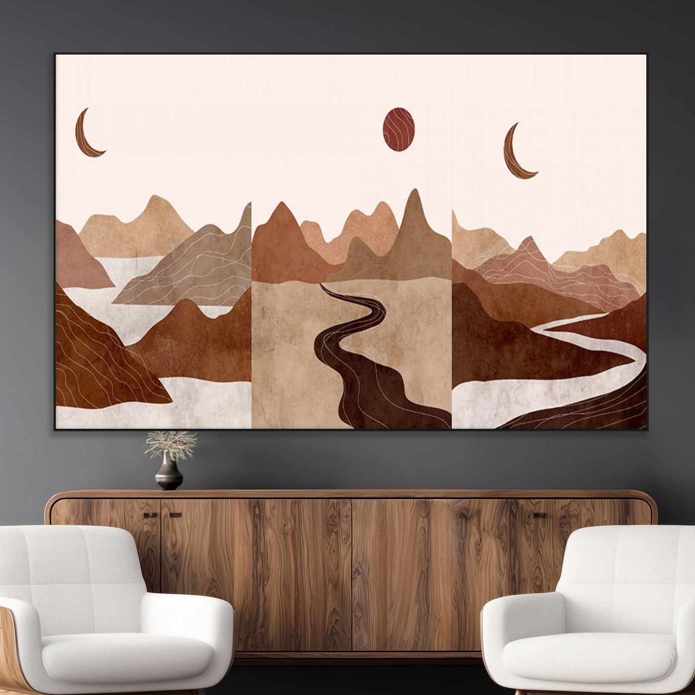 SEG-FC-51X34_Oversize - Boho Wall Art Canvas Print Set Mid-Century Prints Bohemian Wall Artwork Prints Boho Neutral