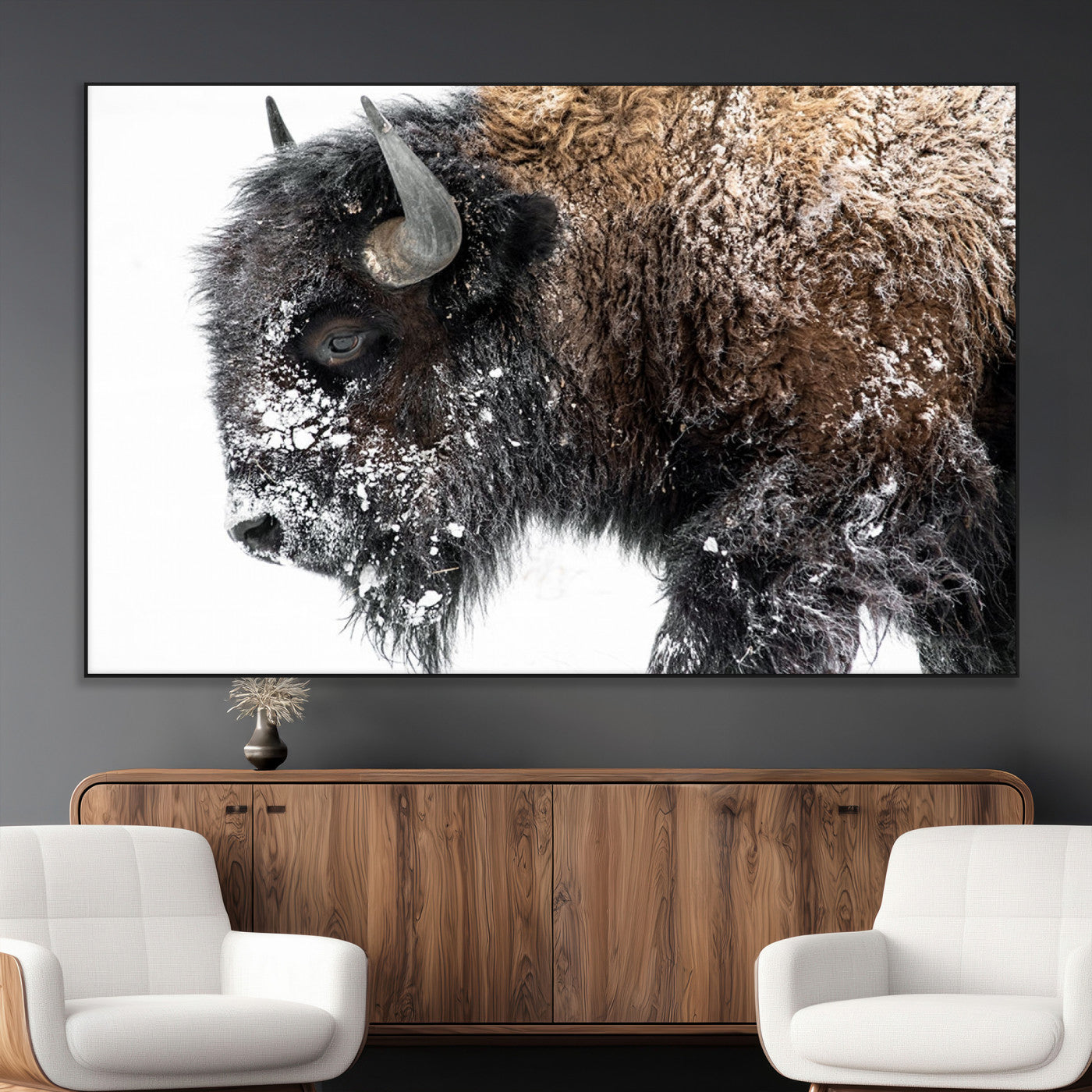 SEG-FC-51X34_Oversize - American Bison Wall Art Print | Buffalo Canvas Wall Art |  Framed and Ready to Hang Bison Print for