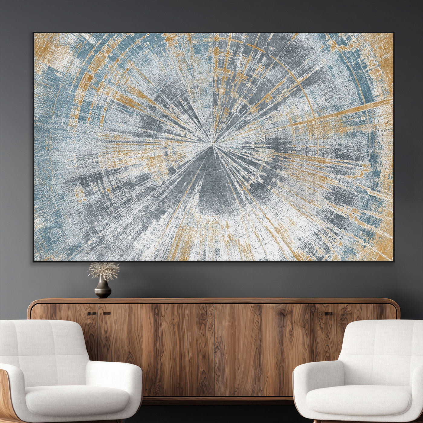 -Radiant Abstract Wood Rings Canvas Art – Modern Triptych Wall Decor for Living Room or Farmhouse