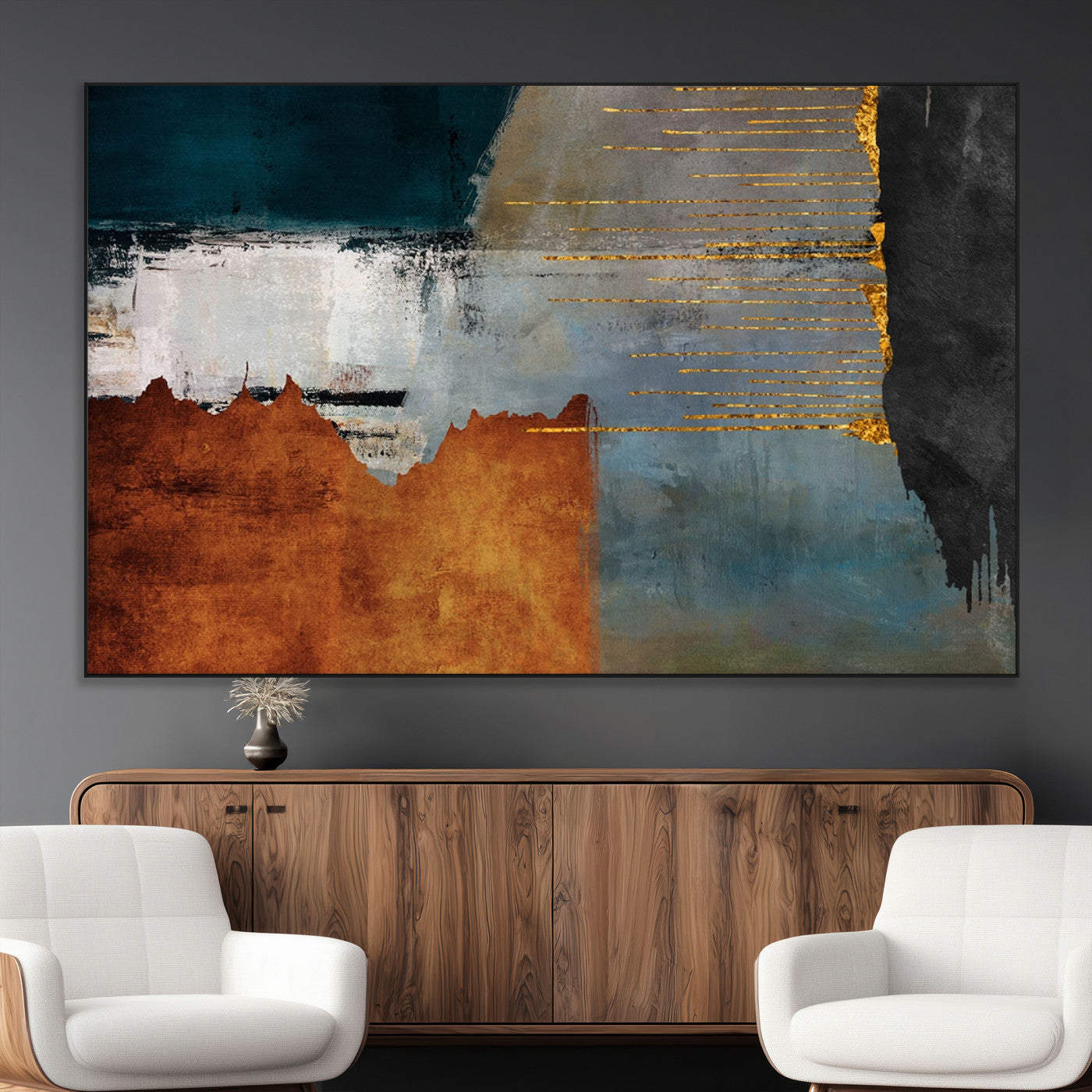 SEG-FC-51X34_Oversize - Modern Abstract Canvas Art Canvas Print - Framed and Ready to Hang Artwork for Contemporary Living