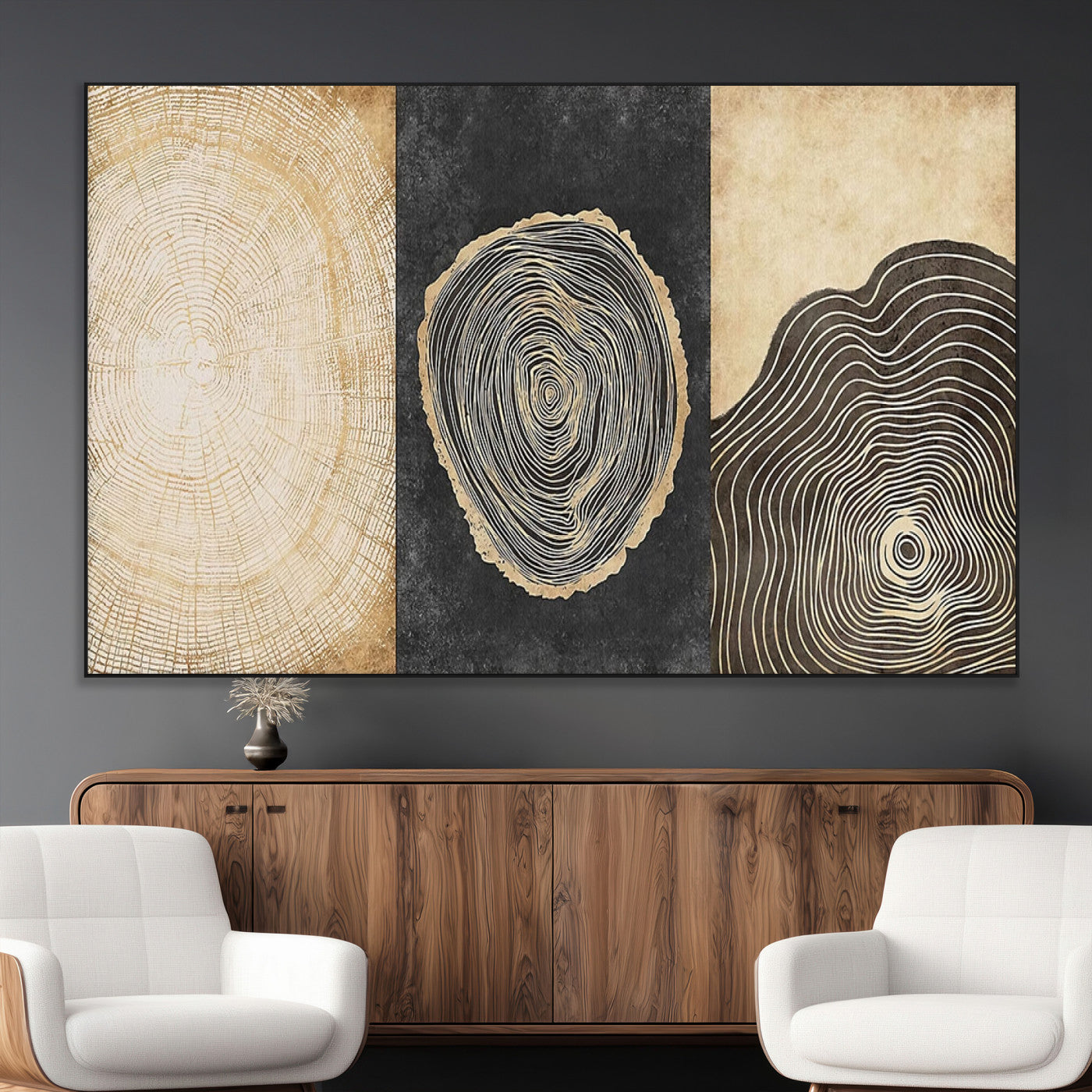SEG-FC-51X34_Oversize - Tree Rings Canvas Wall Art Print – Minimalist Natural History in Modern Decor - Minimalist Boho Wall