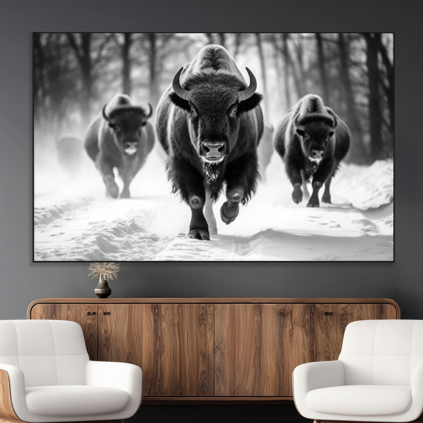 SEG-FC-51X34_Oversize - Buffalo Wall Art Canvas Print, Bison Family Wall Art Canvas Print