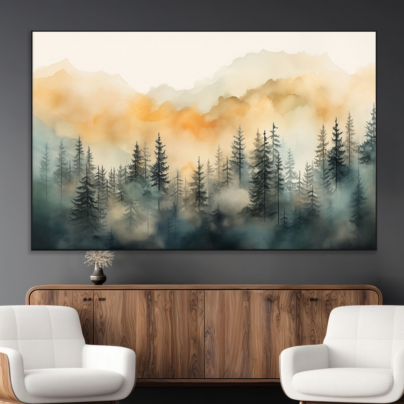 34155-MGV-CV-36X24-Abstract Forest Print - Mountain Wall Art | Autumn Landscape Canvas Print for Living Room, Bedroom, or Office | Large Wall Art Decor