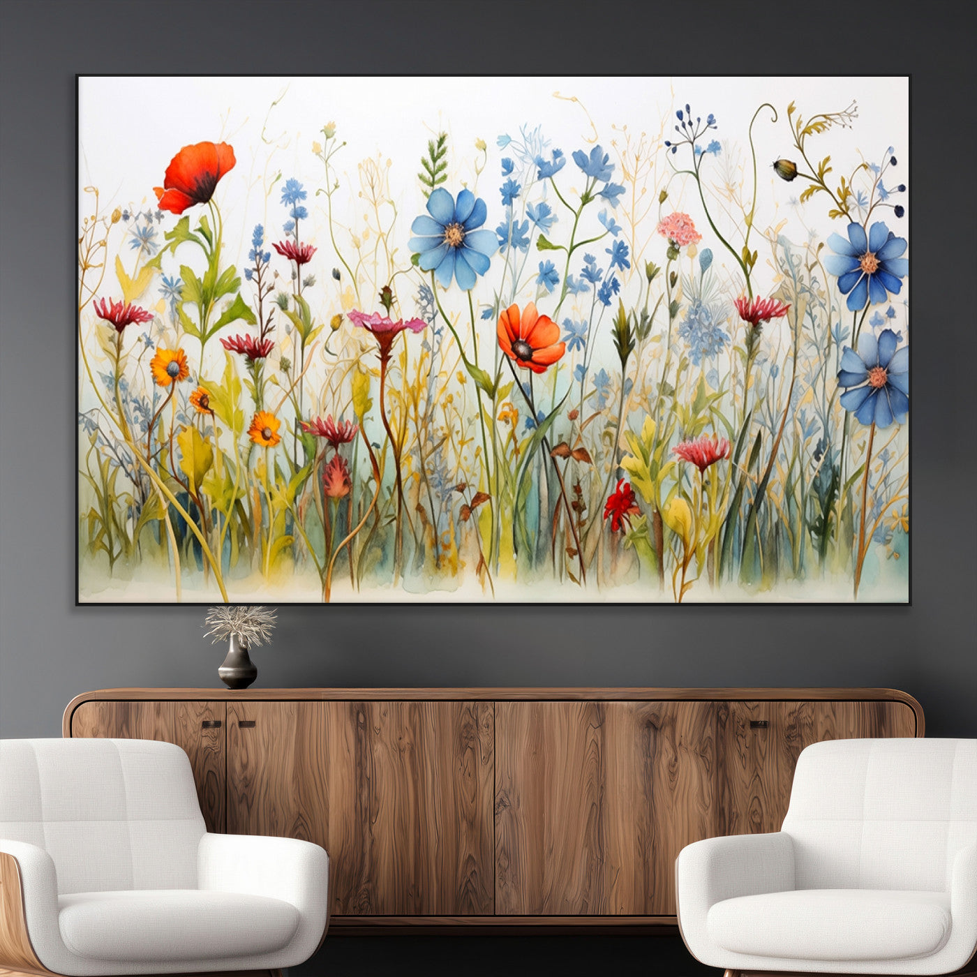 SEG-FC-51X34_Oversize - Colorful Wildflower Canvas Wall Art - Vibrant Floral Botanical Print, Bright Nature Decor for Living
