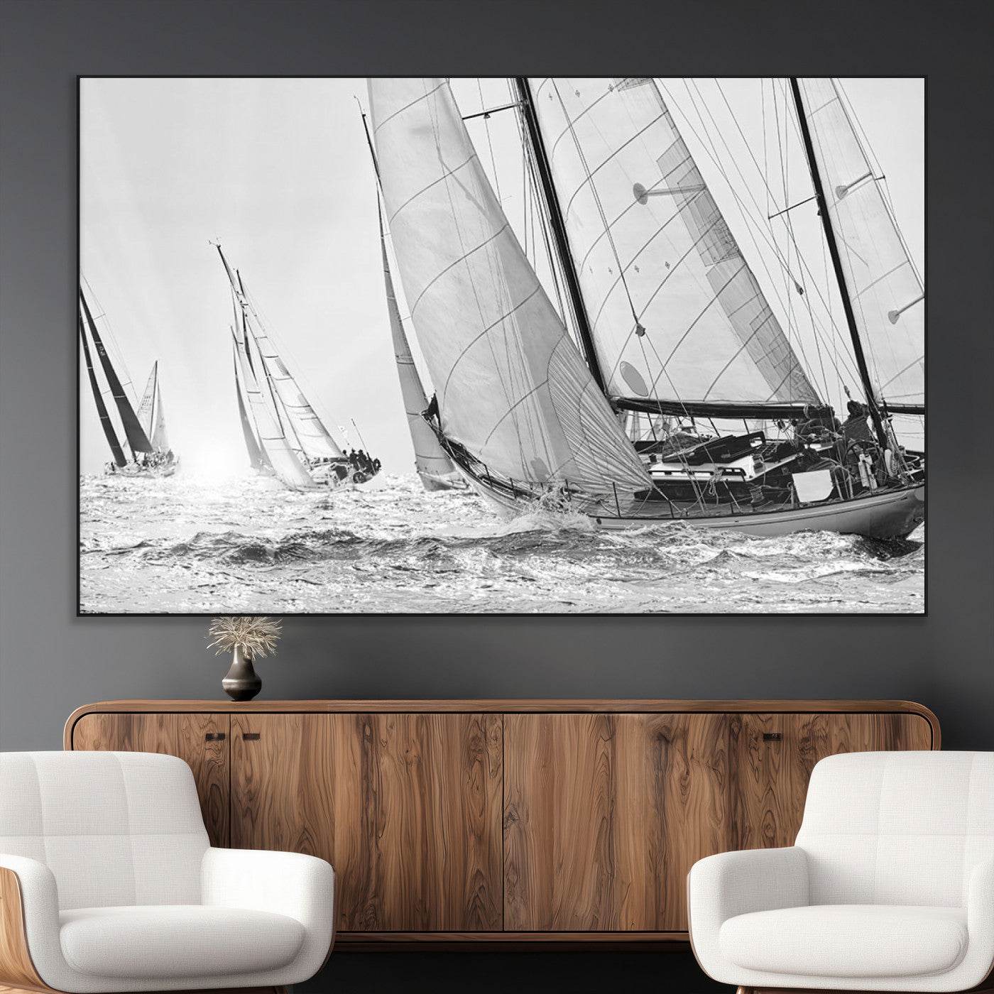 SEG-FC-51X34_Oversize - Yacht Sailboat Regatta Canvas Wall Art Canvas Print
