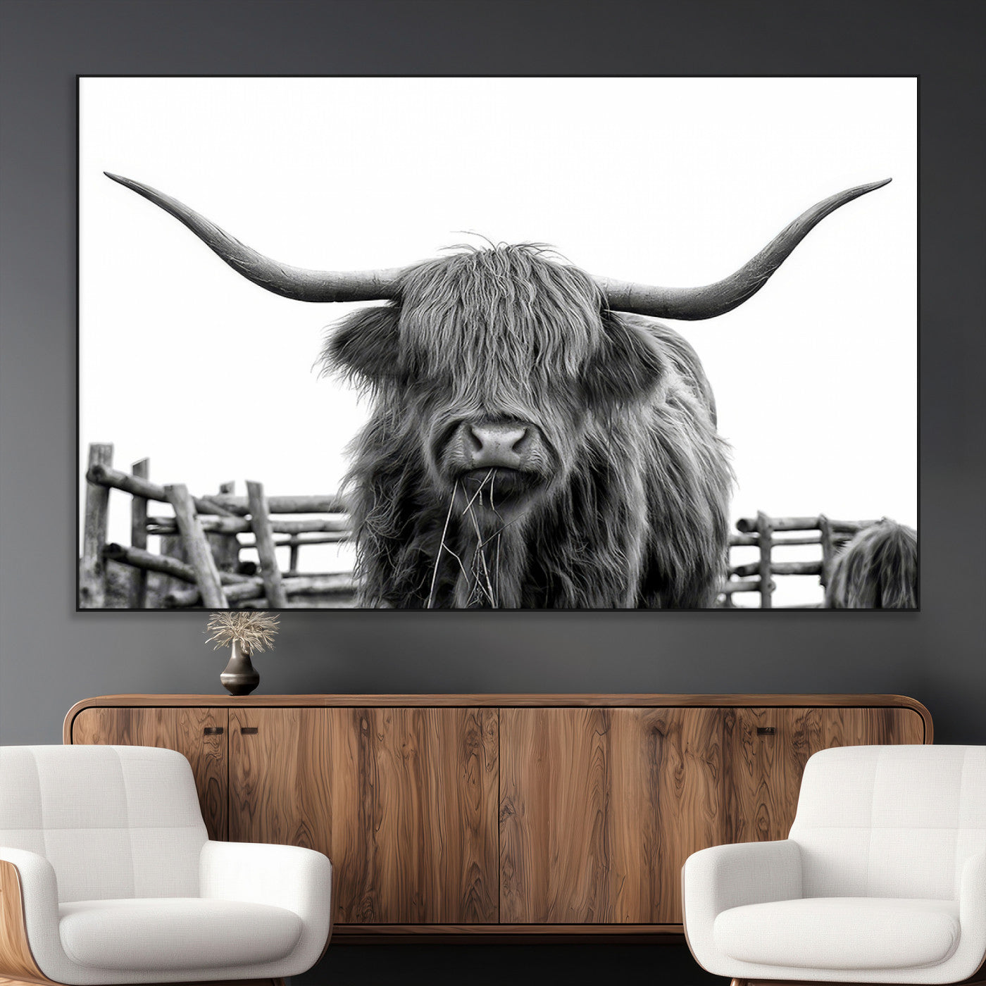 -Longhorn Canvas Print, Bighorn Cow Wall Art Canvas Print