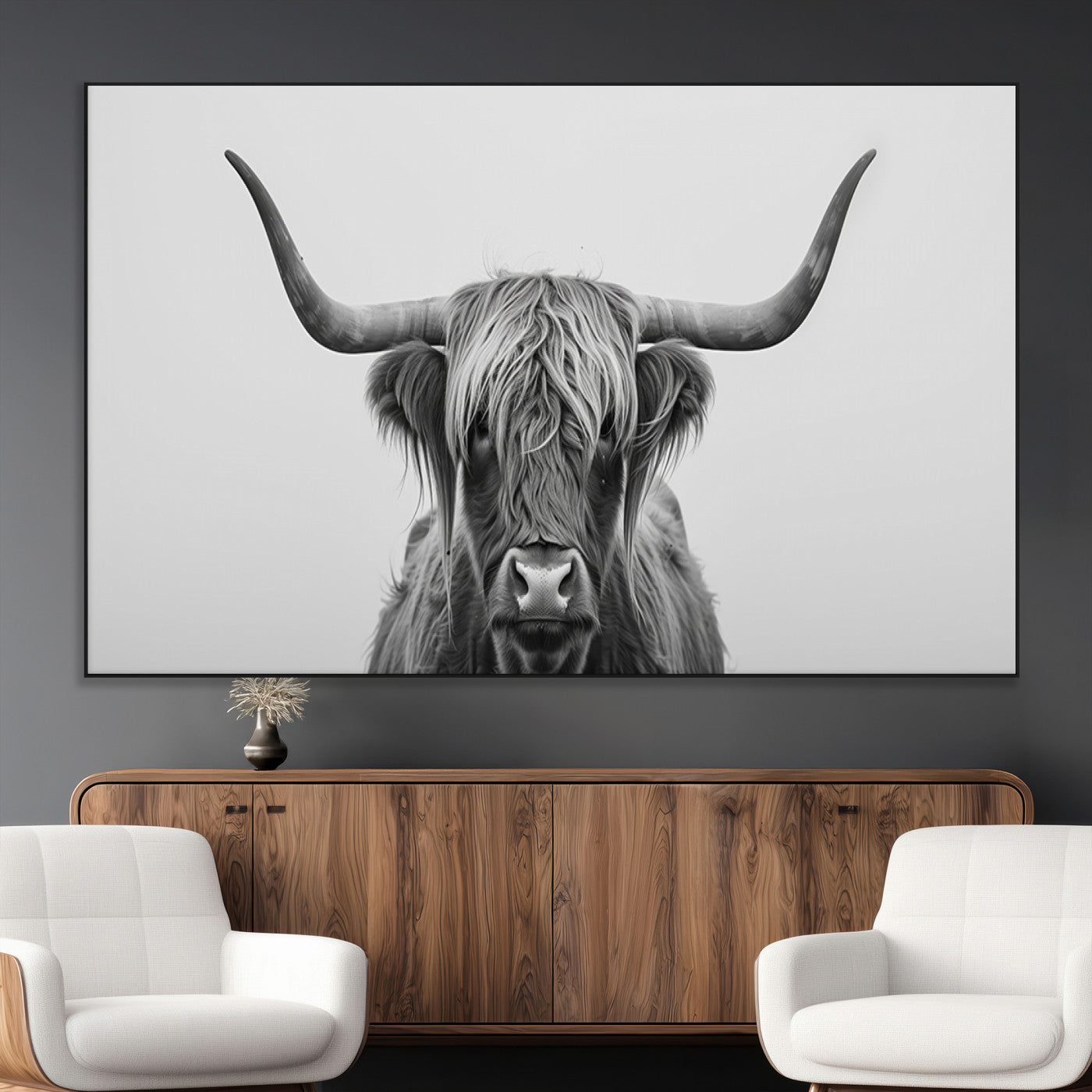 -Farmhouse Longhorn Wall Art Canvas Print, Longhorn Texas Wall Art Canvas Print