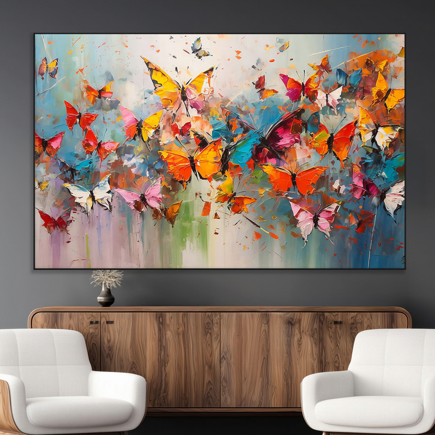 -Abstract Butterfly Wall Art Canvas Print