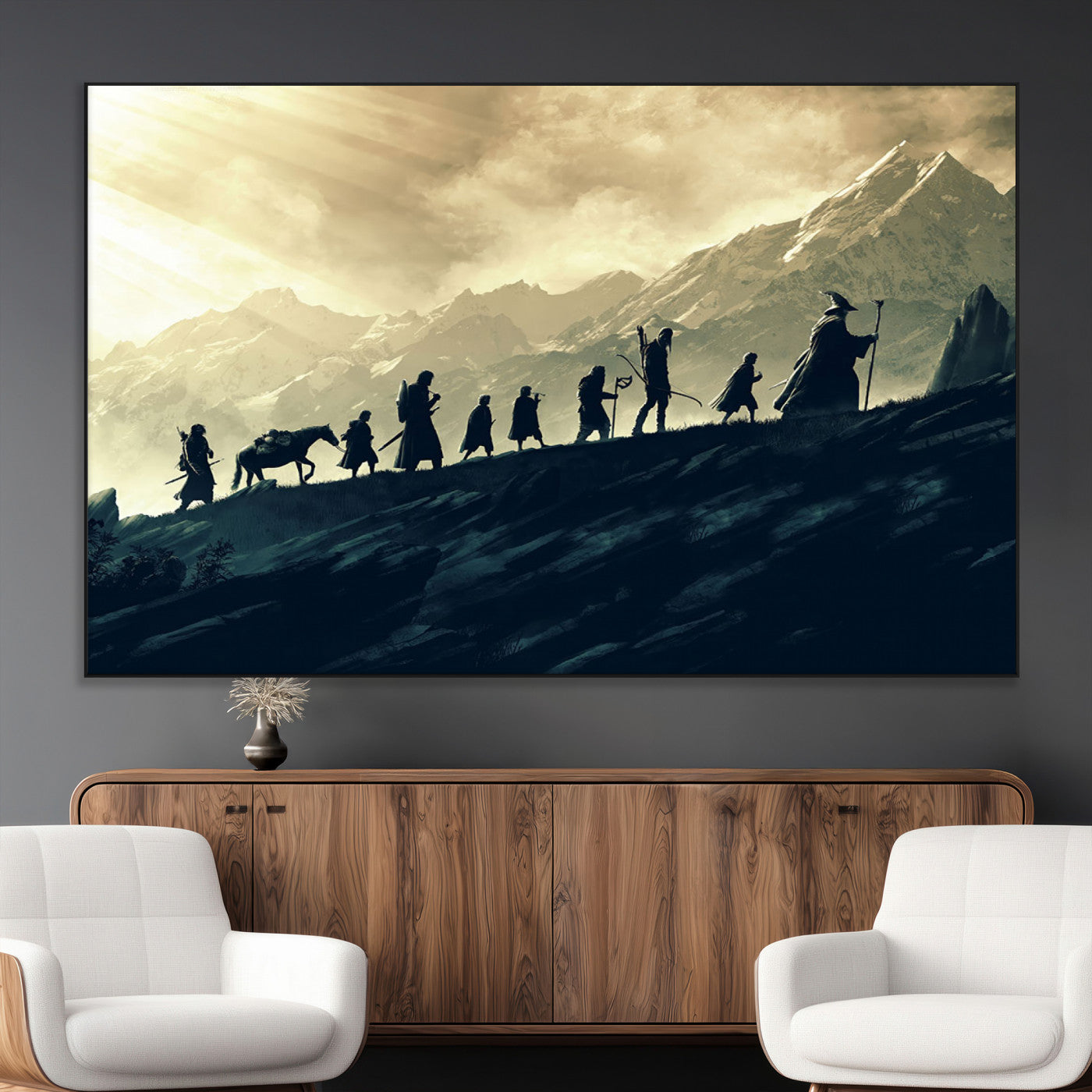 SEG-FC-51X34_Oversize - Lord of the Rings Silhouette Wall Art Capturing the Epic Quest Through Middle-Earth - The