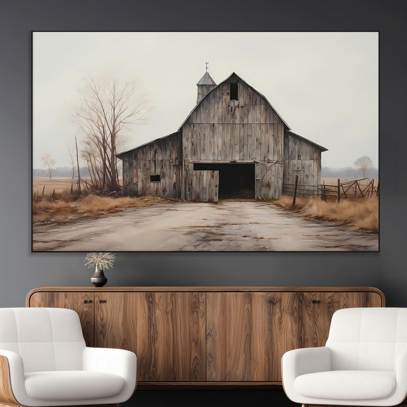 SEG-FC-51X34_Oversize - Farmhouse Rustic Barn Wall Art Canvas Print – Framed and Ready to Hang – Perfect Addition to