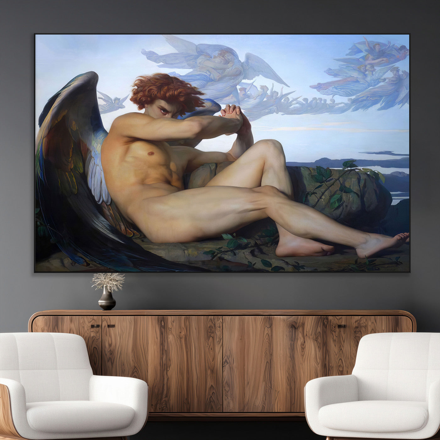 -Fallen Angel Wall Art Canvas Print – Classic Art, Framed, Ready to Hang - Alexandre Cabanel