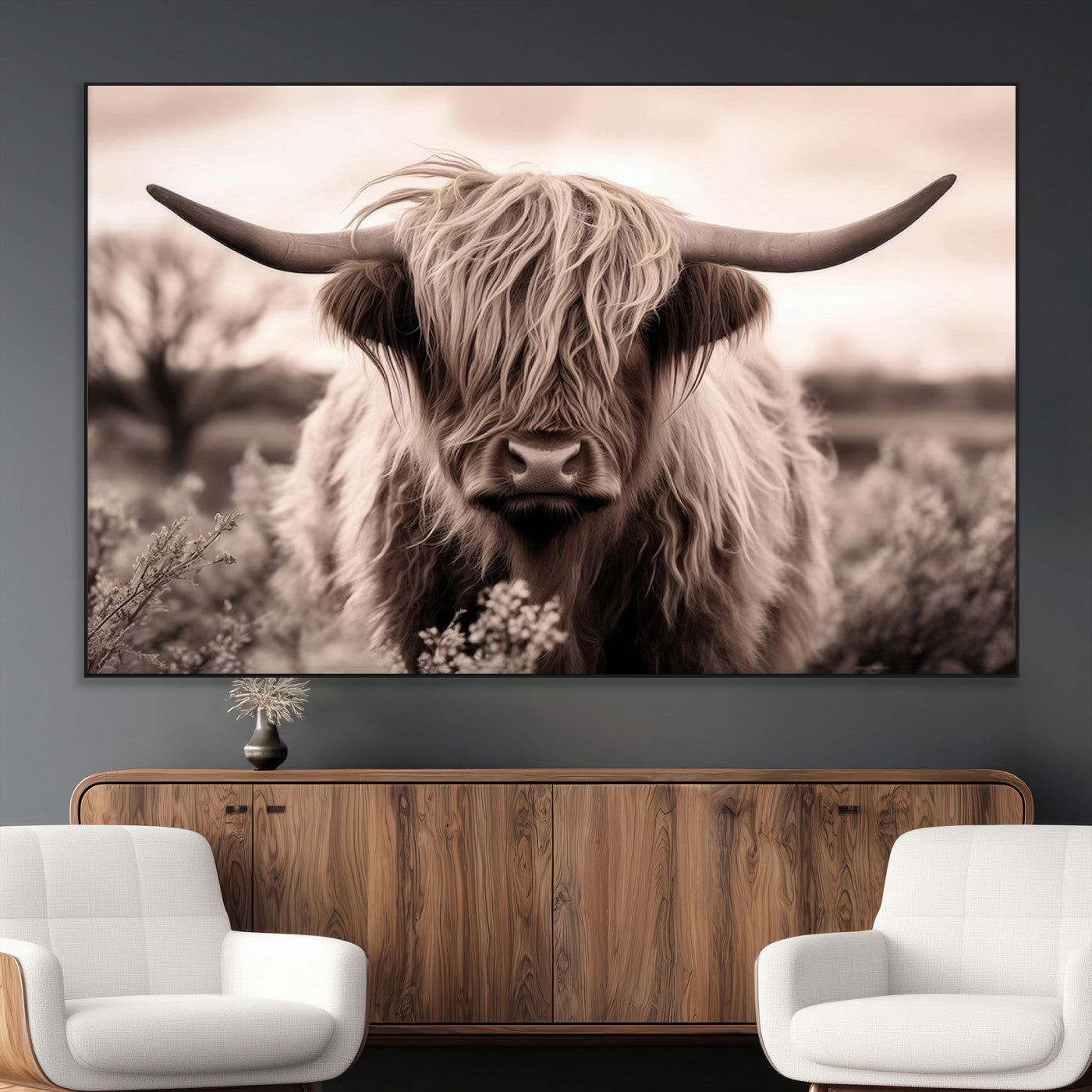 SEG-FC-51X34_Oversize - Scottish Cow Longhorn Wall Art Canvas Print