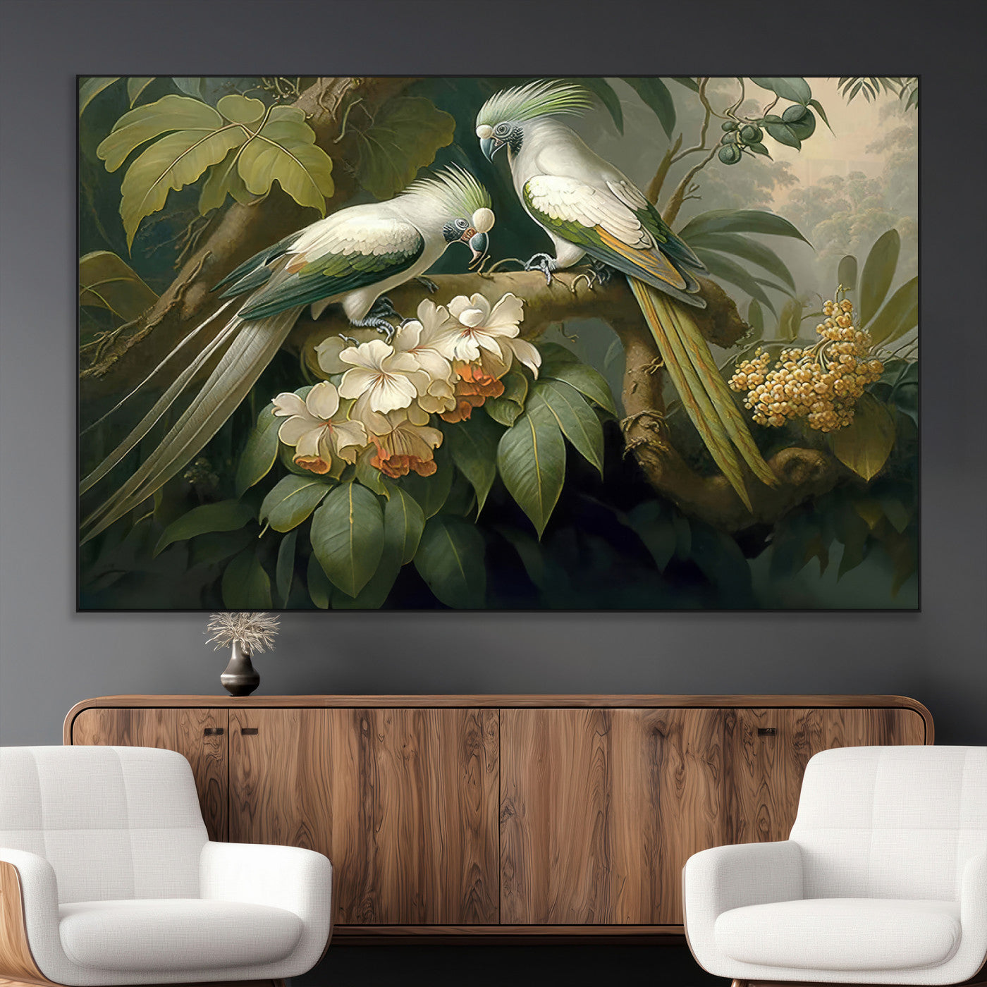 -Tropical Paradise Print Wall Art Stunning Artwork of a Parrot in a Lush Forest with Beautiful