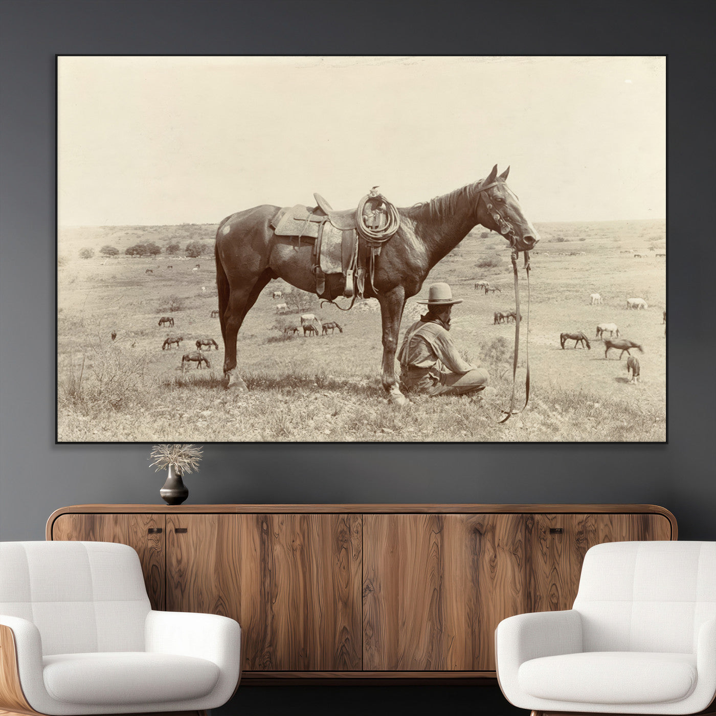 SEG-FC-51X34_Oversize - Cowboy Wall Art - Western Horse Canvas Print - Vintage Western Wall Art Canvas Print, Ready to Hang