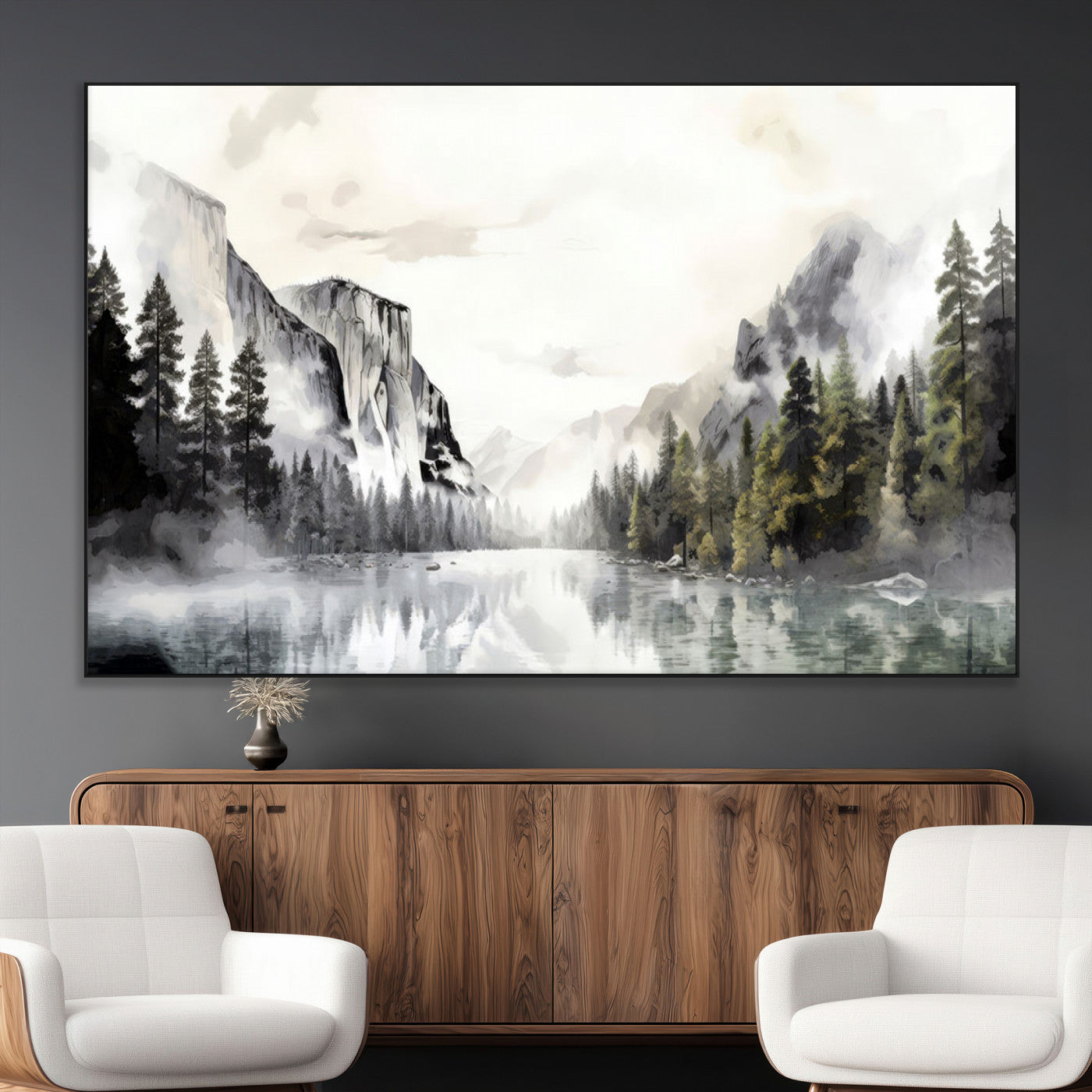 SEG-FC-51X34_Oversize - Yosemite Valley Wall Art Canvas Print – Framed and Ready to Hang – Majestic Nature Landscape Décor