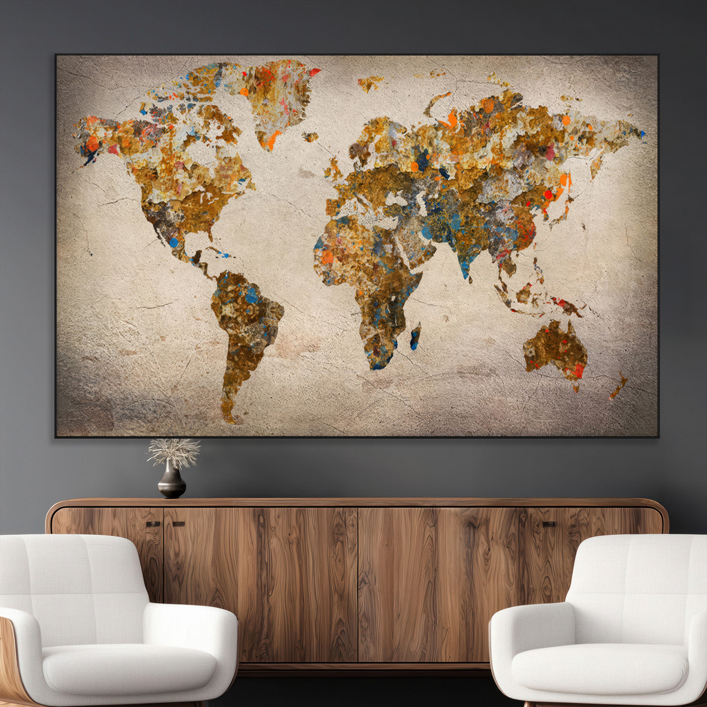 SEG-FC-51X34_Oversize - Push Pin World Map Canvas Print – Framed Wall Art for Couples to Track Their Travels – Anniversary