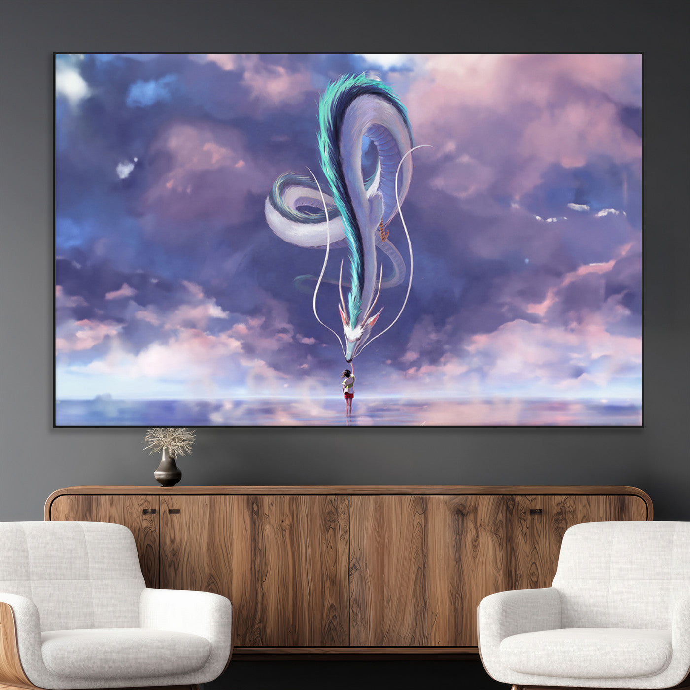 SEG-FC-51X34_Oversize - Spirited Away Haku and Chihiro Poster - Anime Lover - Hayao Miyazaki - Studio Ghibli Poster - Anime