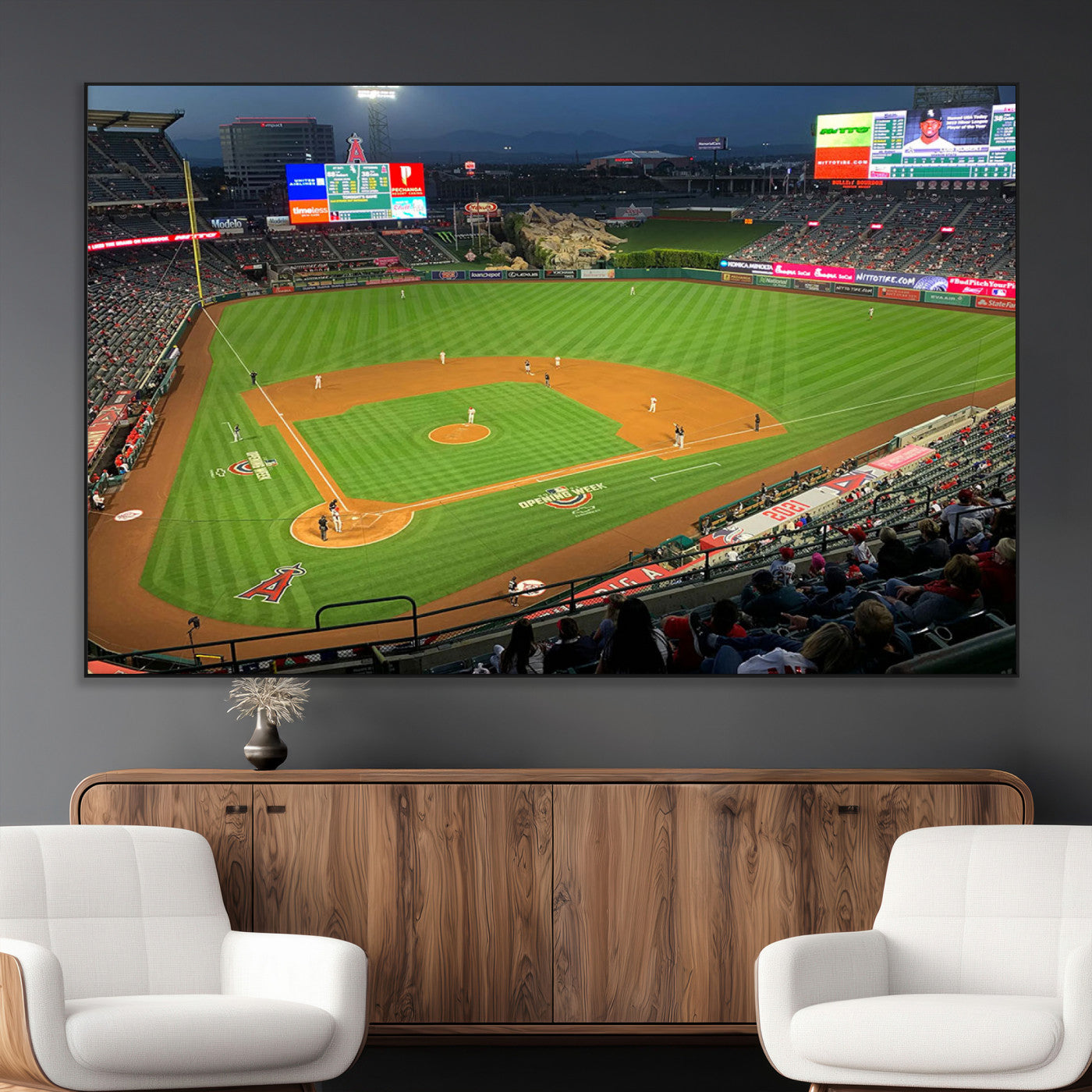 -Angel Stadium Aerial Canvas Print – Los Angeles Angels Baseball Canvas Print, Framed, Ready to Hang