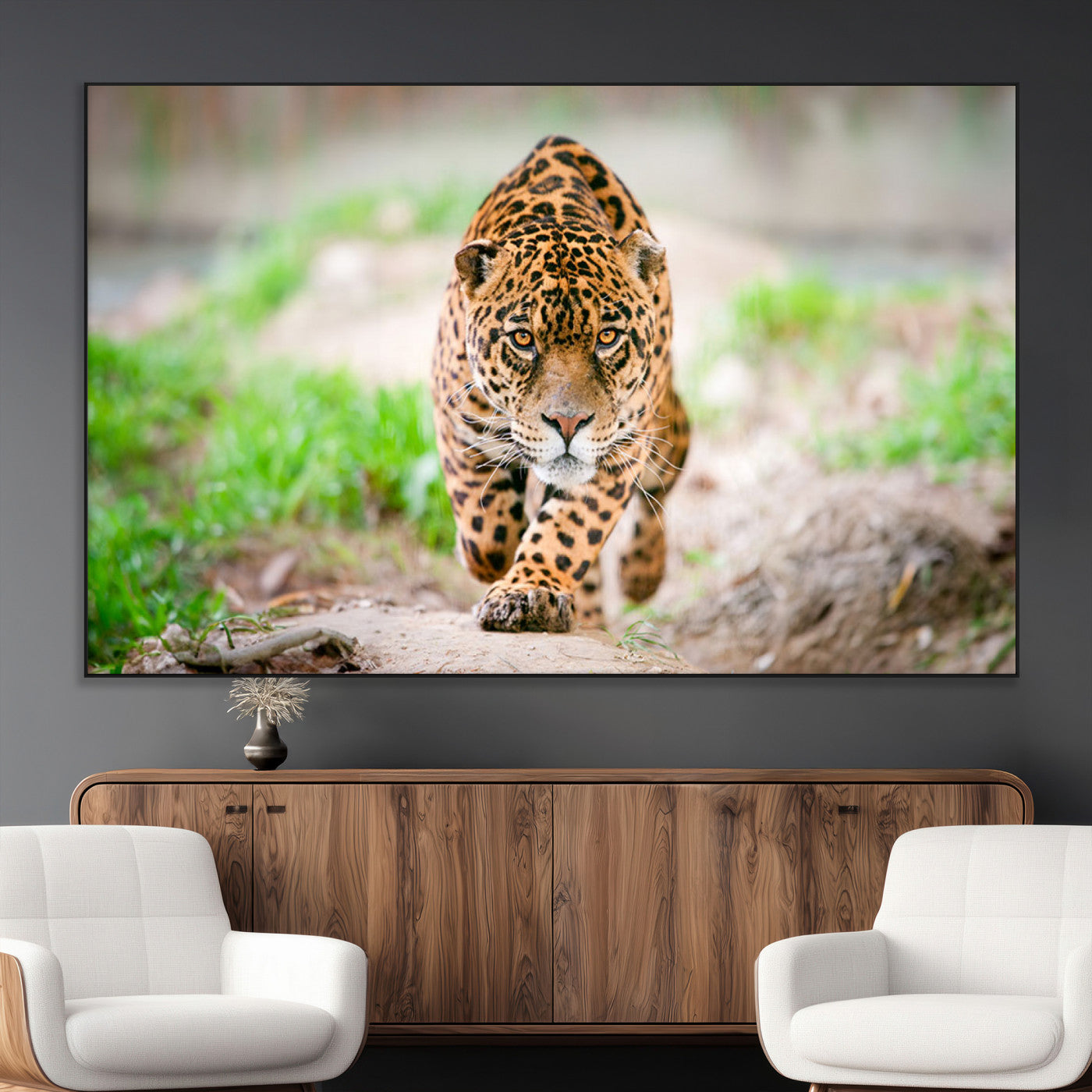 -Leopard on the Prowl - Stunning Large Framed Leopard Wall Art Canvas Wall Art for Living Room,