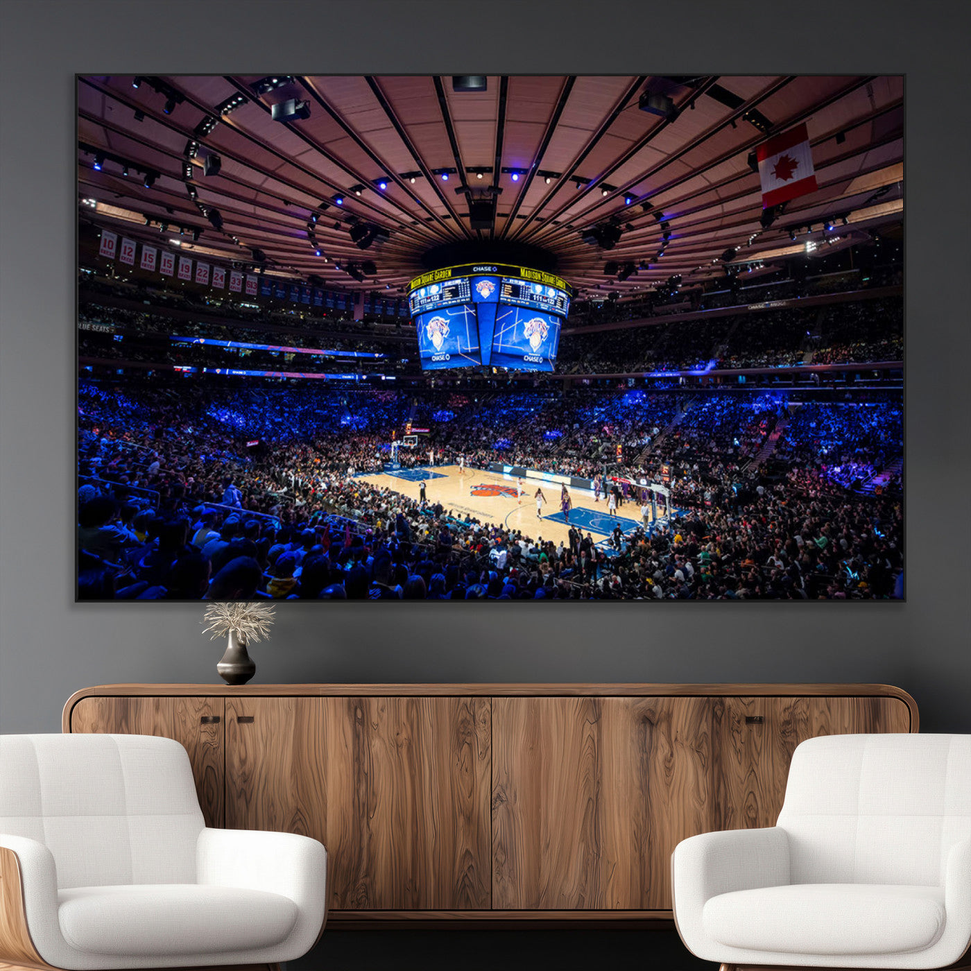 SEG-FC-51X34_Oversize - Madison Square Garden Basketball Print Canvas- Madison Square Garden Basketball Game Triple Canvas