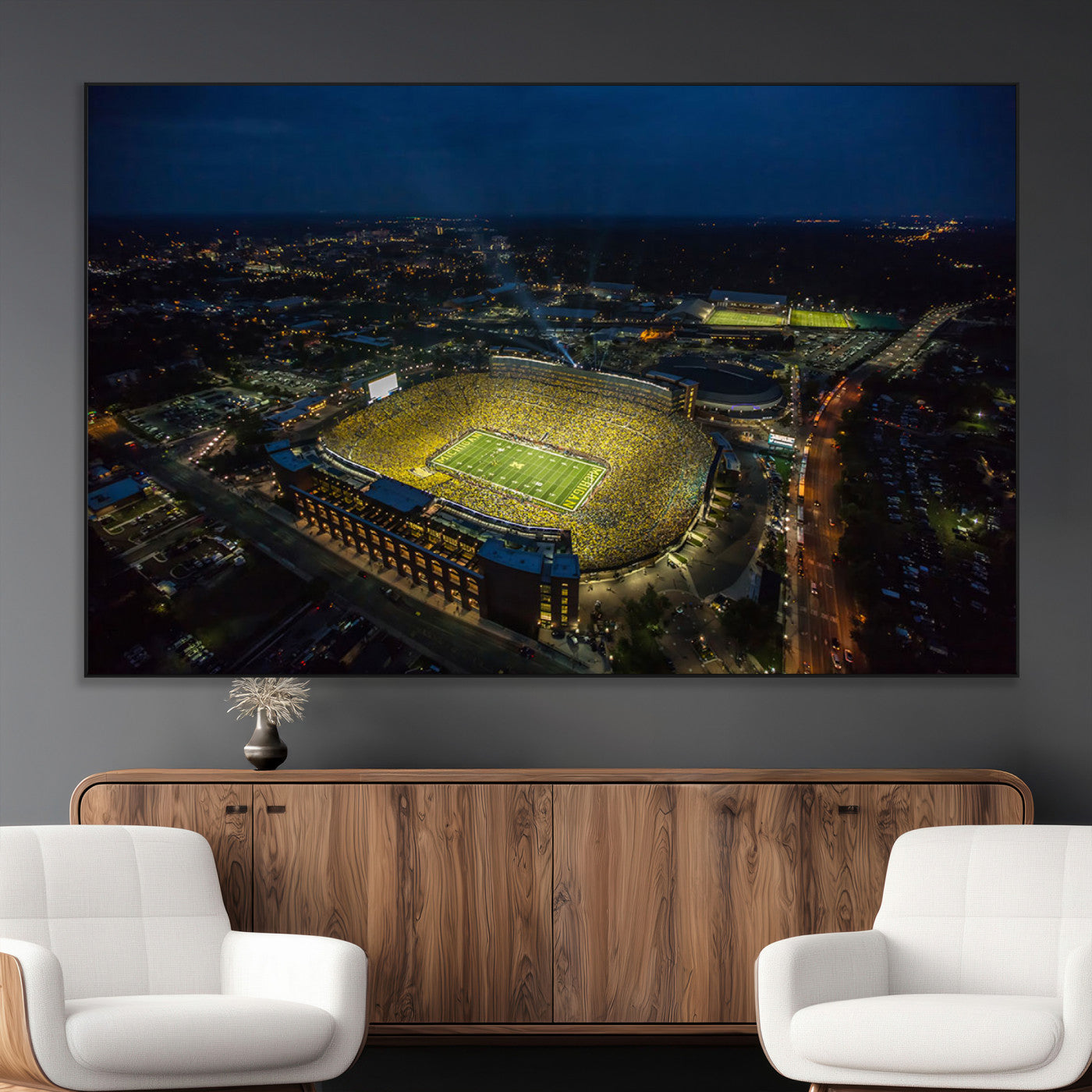 -Michigan Wolverines Football Team Print - Michigan Stadium Wall Art Canvas Print