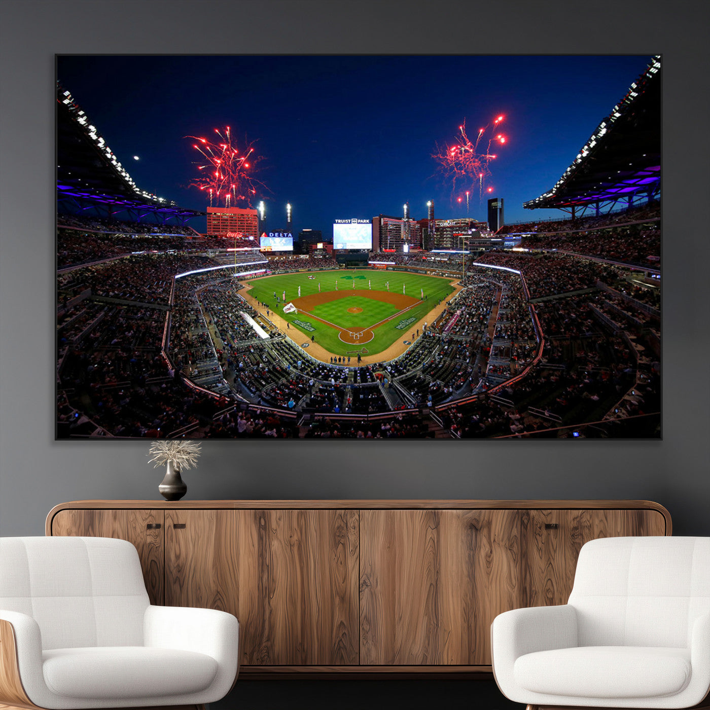 SEG-FC-51X34_Oversize - Truist Park Atlanta Braves Baseball Stadium Wall Art Print | Large 3-Panel Canvas Print for Sports