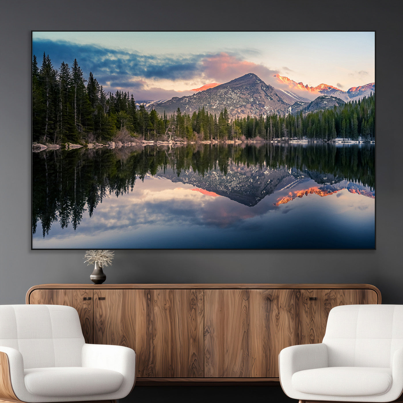 SEG-FC-51X34_Oversize - Bear Lake Reflection at Rocky Mountain National Park Wall Art Canvas Print, Scenic Mountain Landscape Canvas Print Set | Mountain Lake Wall Art Print