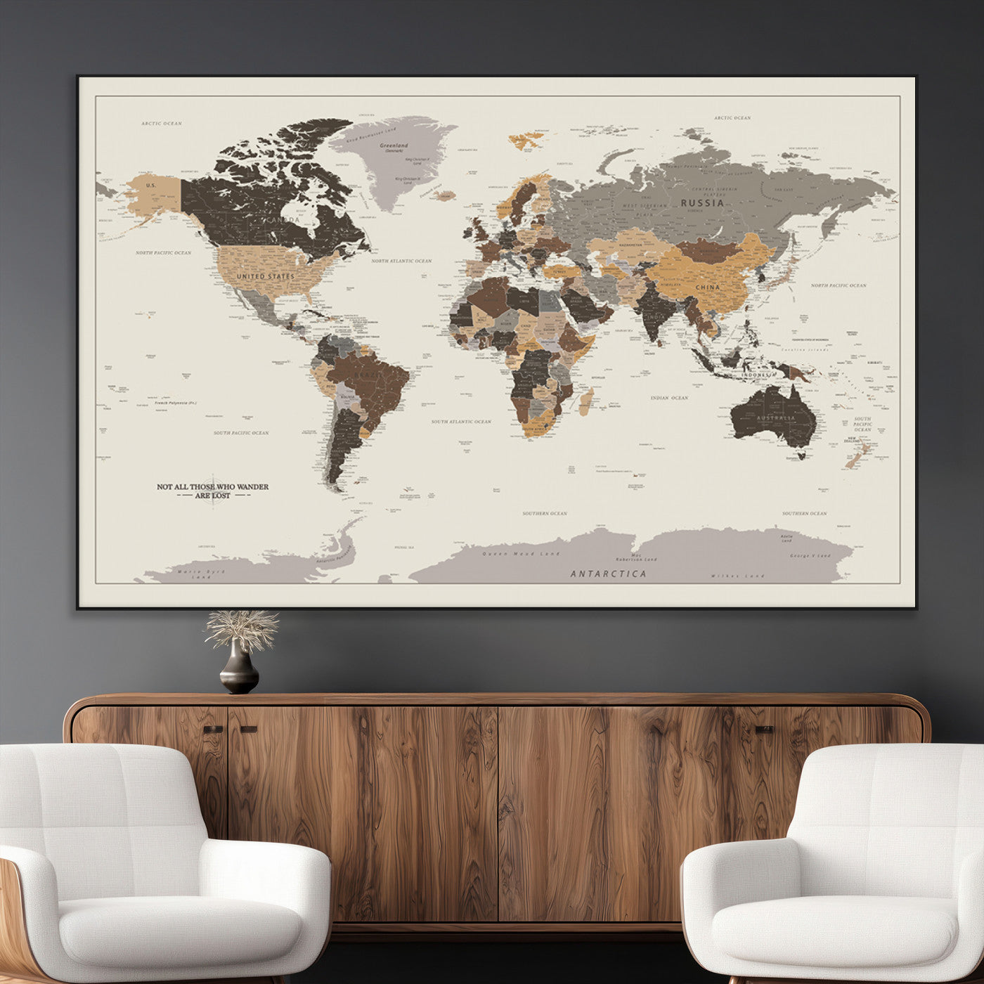SEG-FC-51X34_Oversize - Push Pin World Map Canvas Print – Framed Wall Art for Couples to Track Their Travels – Anniversary