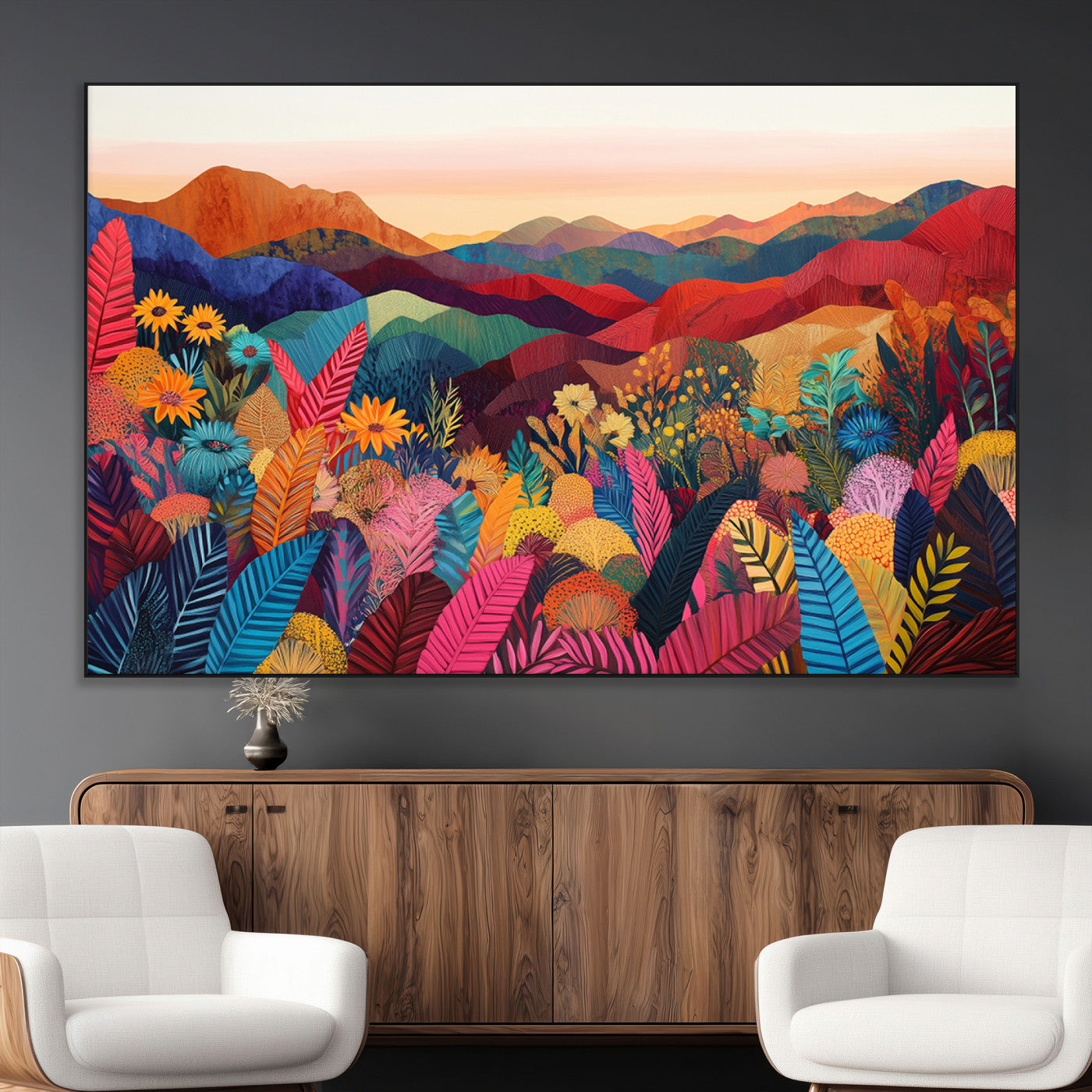 SEG-FC-51X34_Oversize - YAYOI KUSAMA Abstract Print - Landscape Canvas Wall Art Print - Vibrant Modern Decor for Living