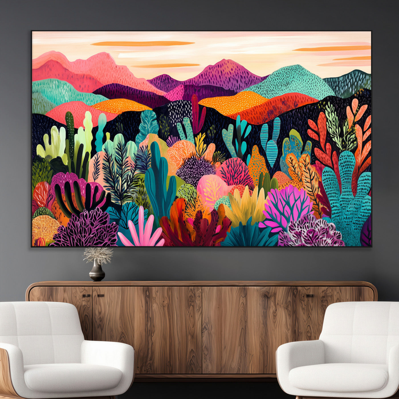 SEG-FC-51X34_Oversize - Abstract Kusama Print - Landscape Canvas Wall Art Print - Vibrant Modern Decor for Living Room,