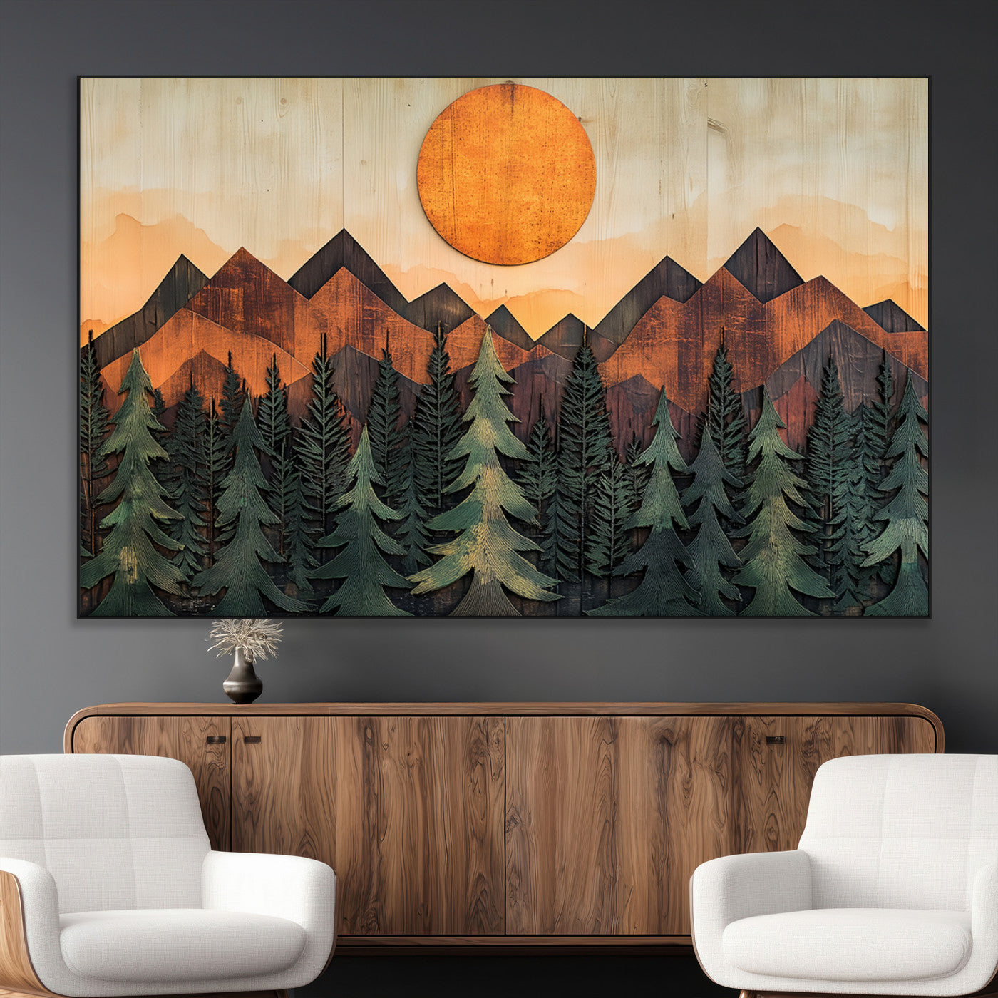 SEG-FC-51X34_Oversize - Sunset Mountain Landscape Canvas Wall Art Print - Nature Decor for Living Room, Office