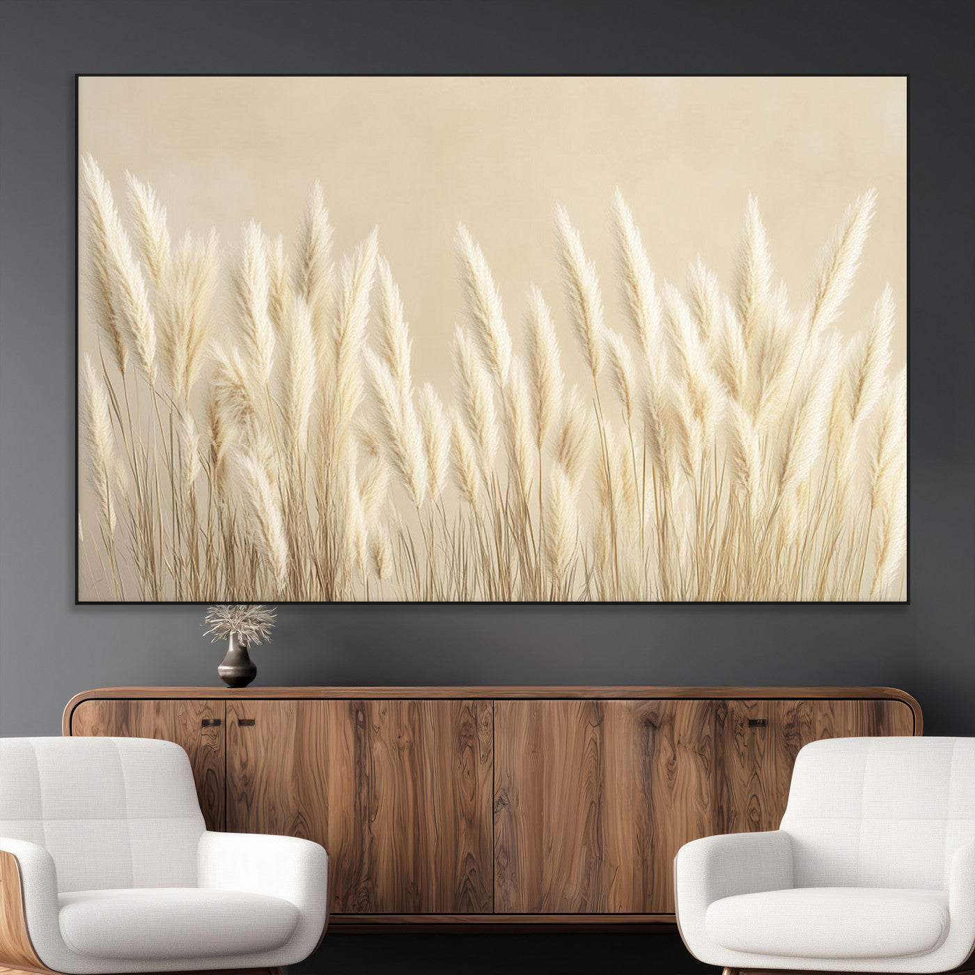 SEG-FC-51X34_Oversize - Grass Wall Art Print - Elegant Neutral Decor for Living Room, Boho Minimalist Artwork, Ready to Hang