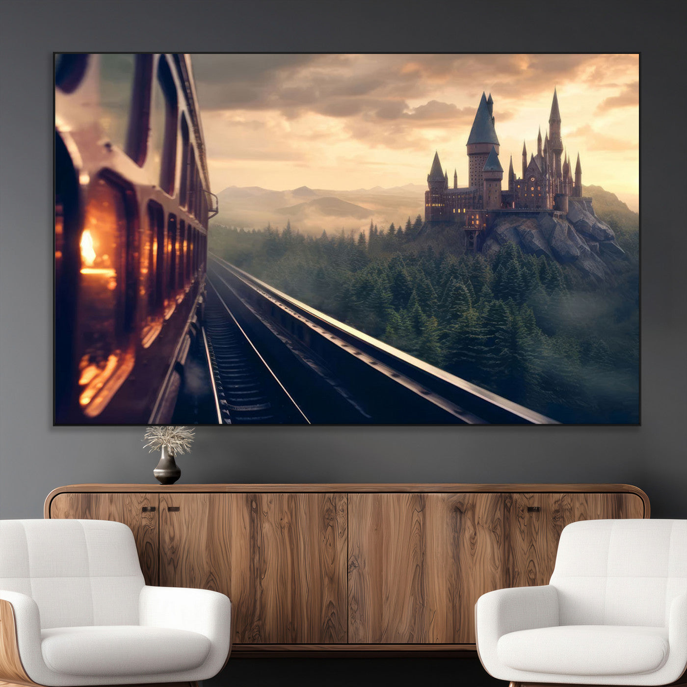 SEG-FC-51X34_Oversize - Harry Castle Wall Art Canvas Print, Wizard School Wall Art Print, Movie Wall Art Print