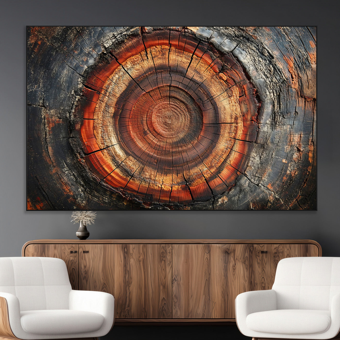 SEG-FC-51X34_Oversize - Wood Grain Canvas Wall Art - Framed Abstract Tree Ring Framed Wall Art, Wood Grain Canvas Wall