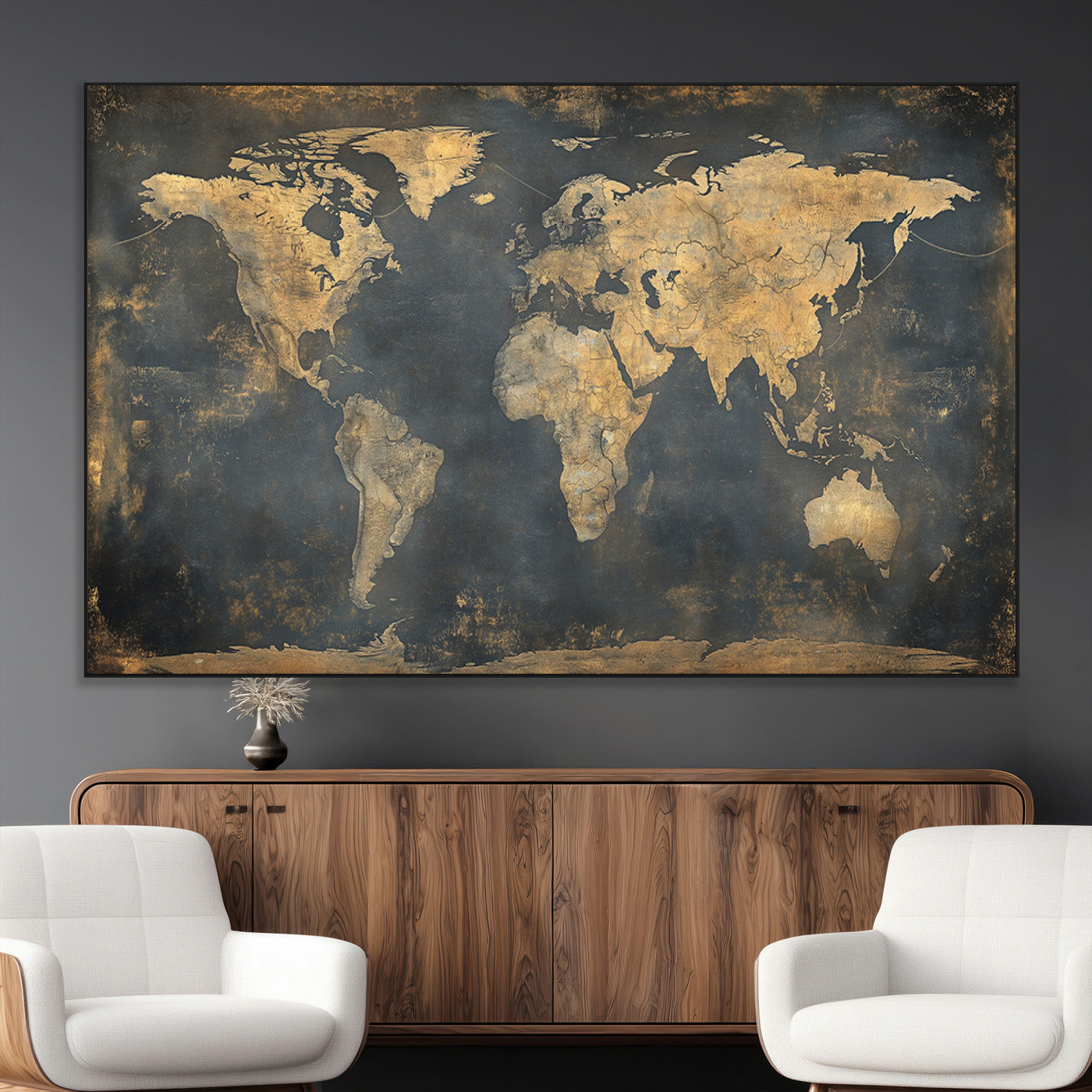 SEG-FC-51X34_Oversize - Push Pin World Map Canvas Print – Framed Wall Art for Couples to Track Their Travels – Anniversary