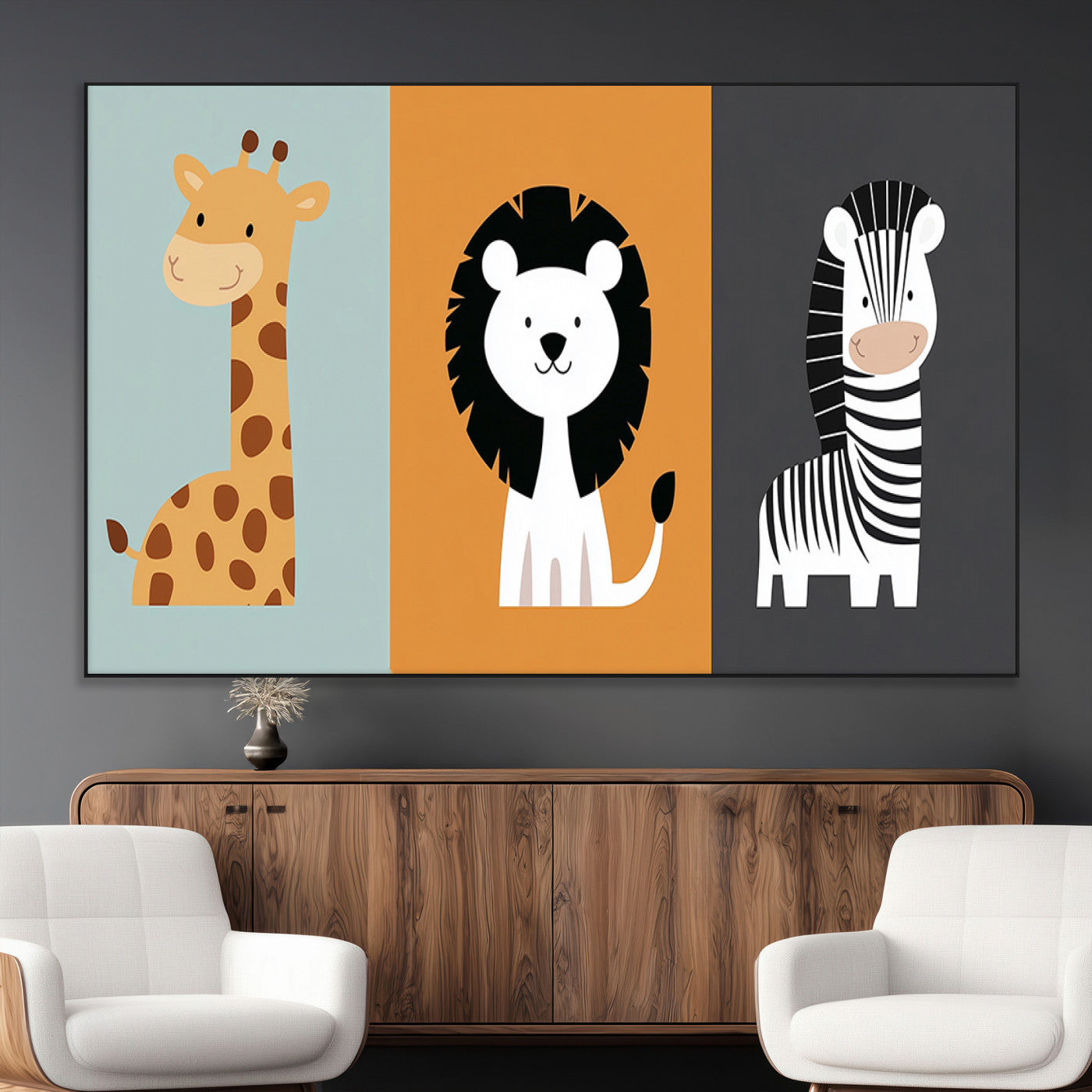 SEG-FC-51X34_Oversize - Boho Jungle Animal Nursery Wall Art Prints - Safari Decor in Earth Tones for Modern and Stylish