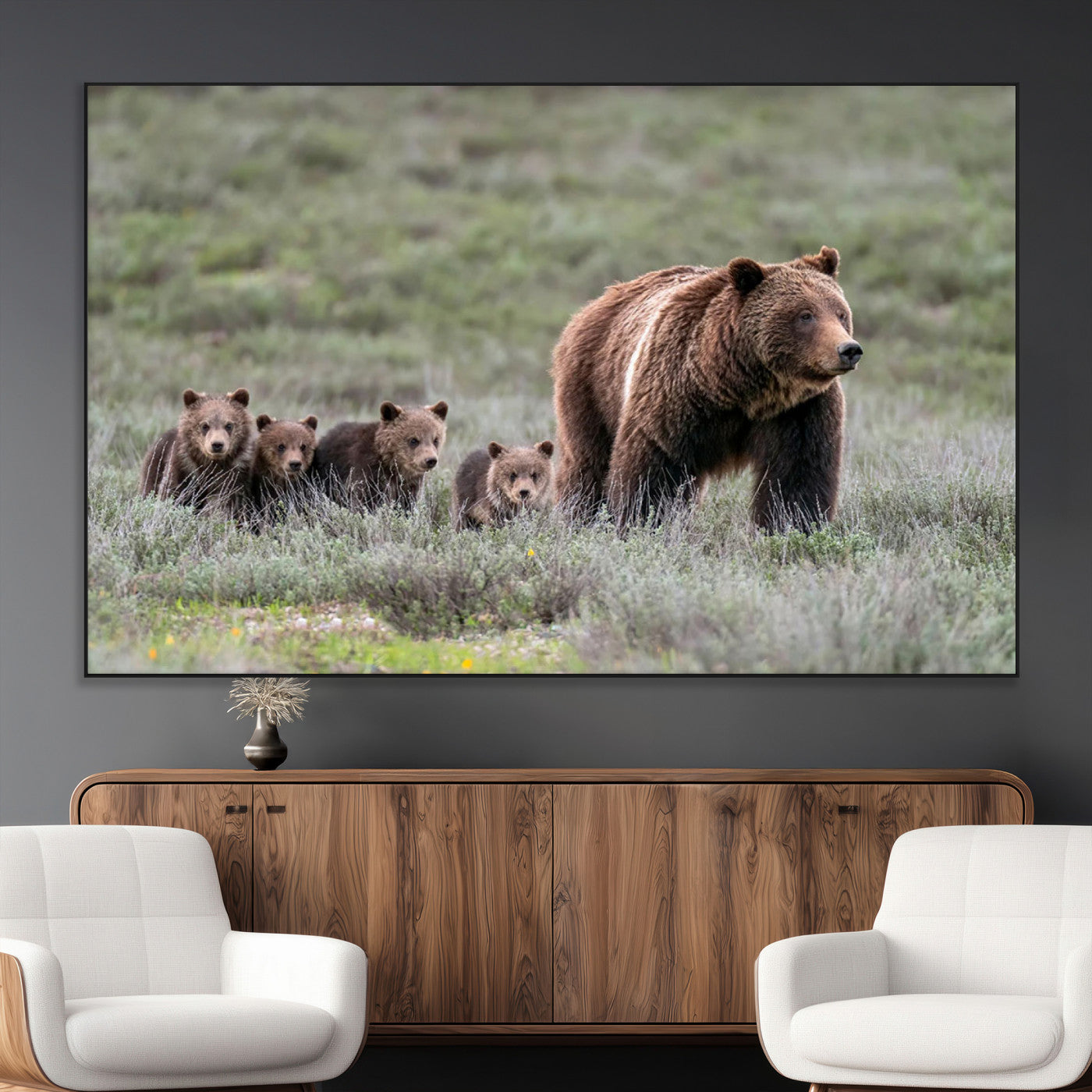 SEG-FC-51X34_Oversize - Wildlife Photography of 399 Grizzly Bear Cubs | Queen of the Tetons Canvas Wall Art Print