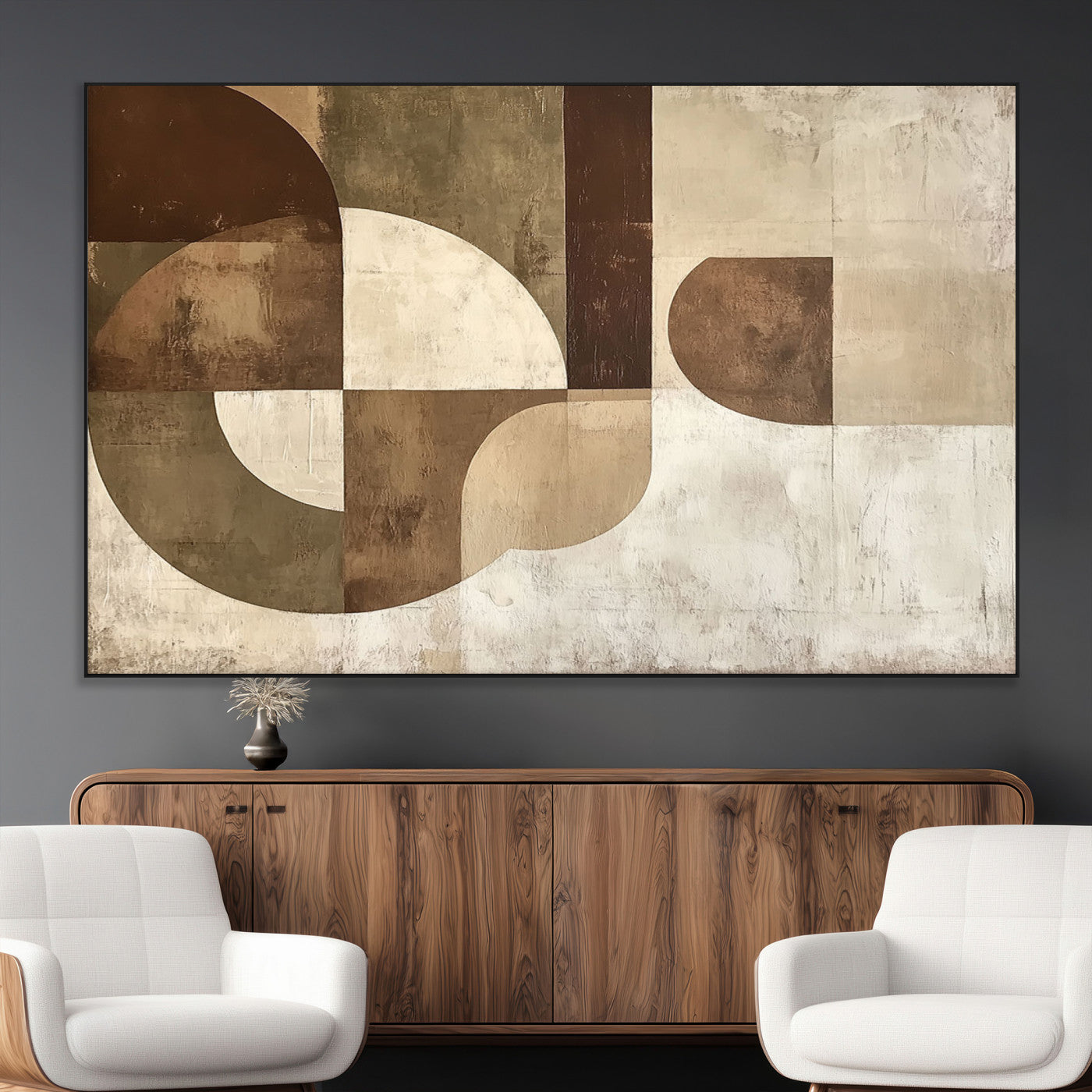 SEG-FC-51X34_Oversize - Wabi Sabi Geometric Wall Art | Abstract Modern Minimalist Canvas Print with Neutral Mid Century Art