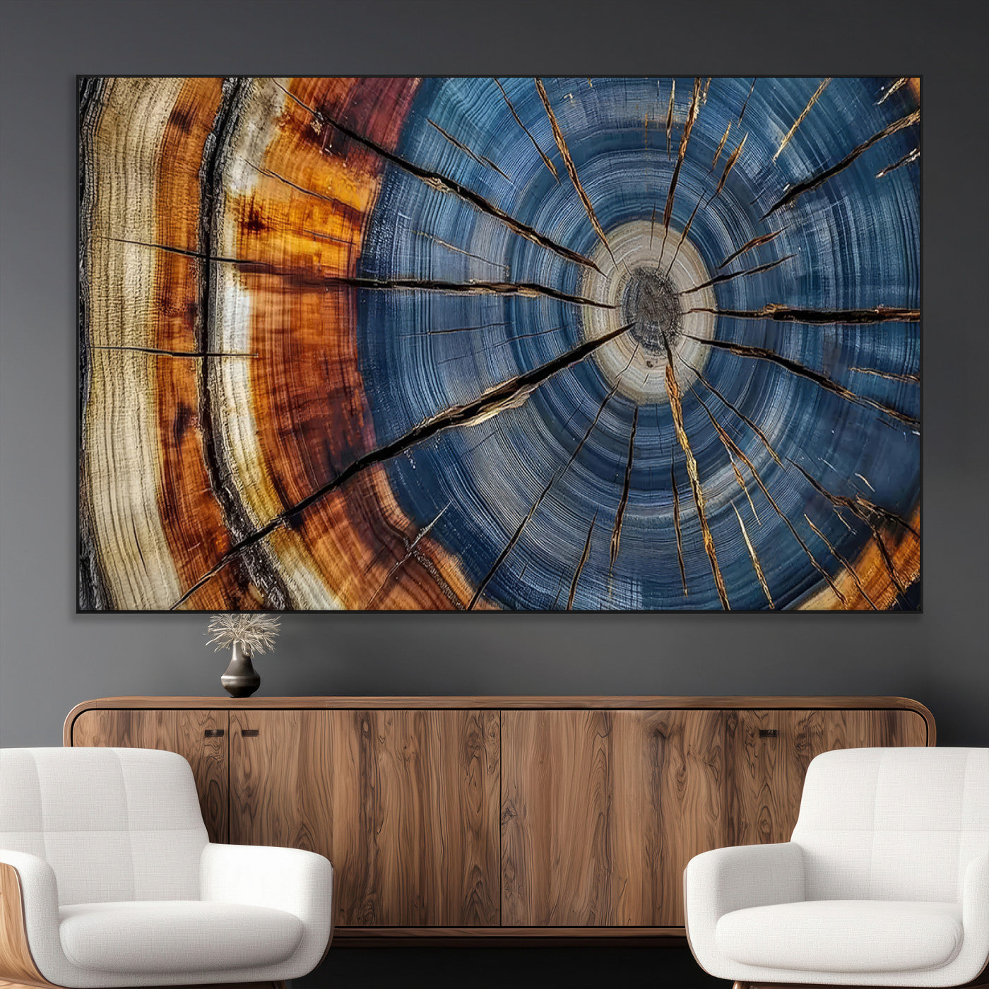 SEG-FC-51X34_Oversize - Abstract Tree Rings Canvas Wall Art - Wood Grain Canvas Print - Nature-Inspired Modern Wood Grain