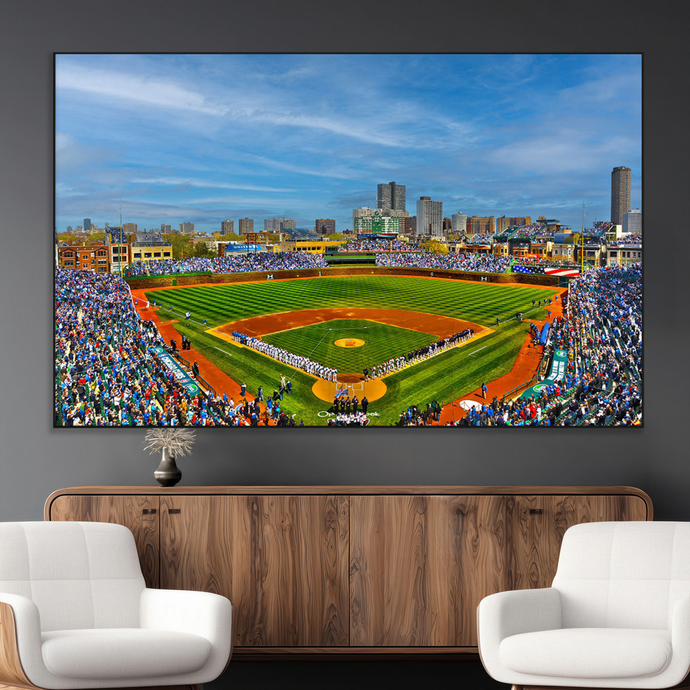 SEG-FC-51X34_Oversize - Wrigley Field Chicago Cubs Panoramic Multi Piece Canvas Wall Art - Iconic Baseball Stadium Canvas
