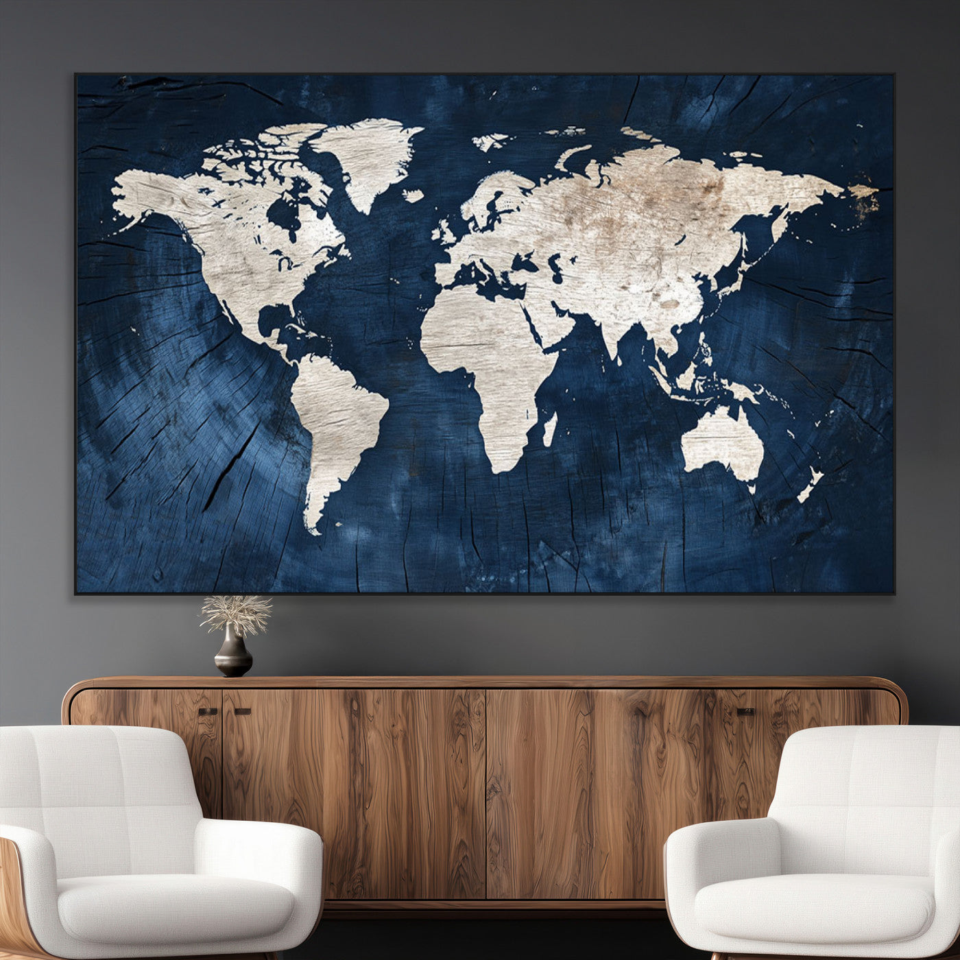 SEG-FC-51X34_Oversize - Push Pin World Map Canvas Print – Framed Wall Art for Couples to Track Their Travels – Anniversary
