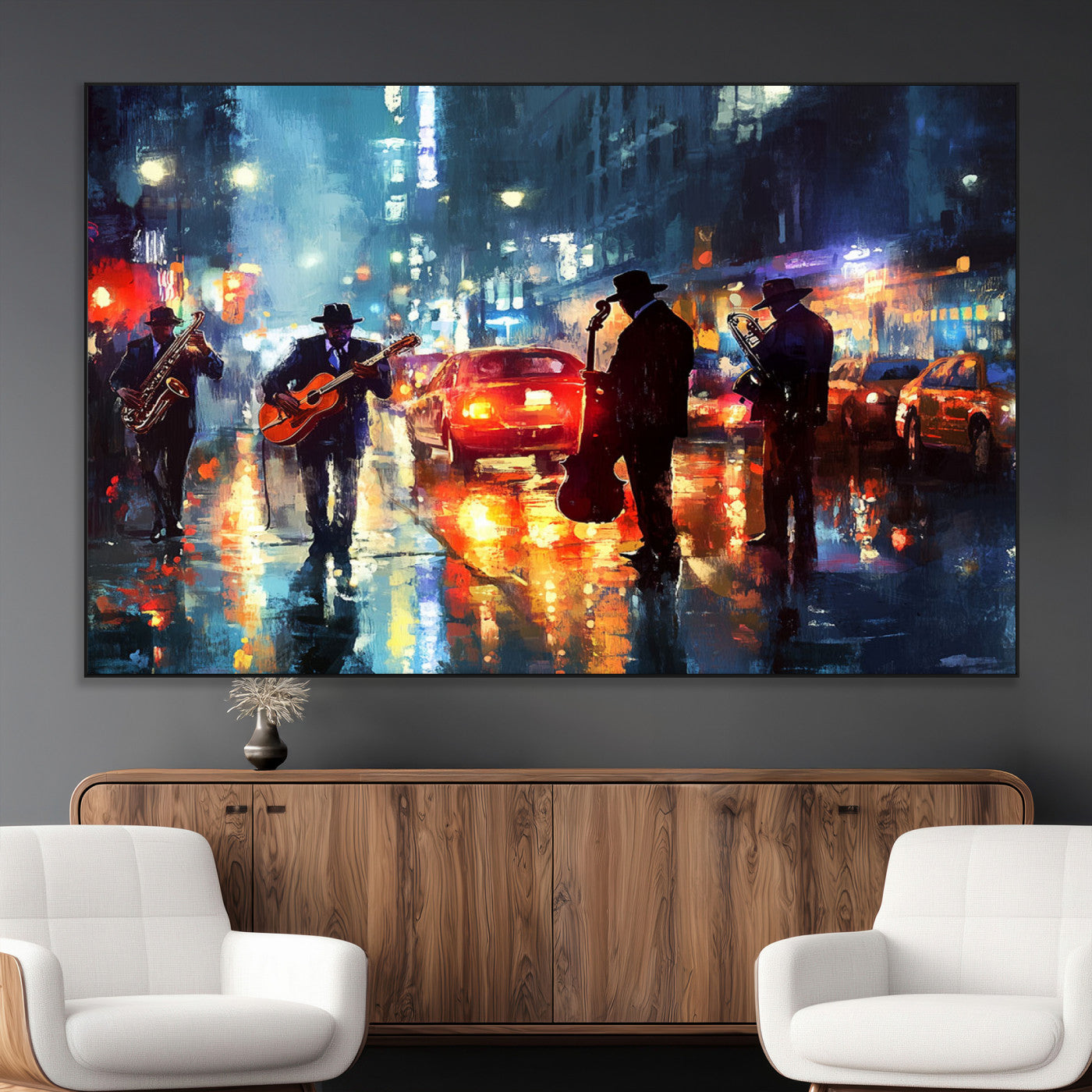 SEG-FC-51X34_Oversize - African American Jazz Canvas - Abstract Music Wall Art Print - Abstract Jazz Wall Art Framed Prints