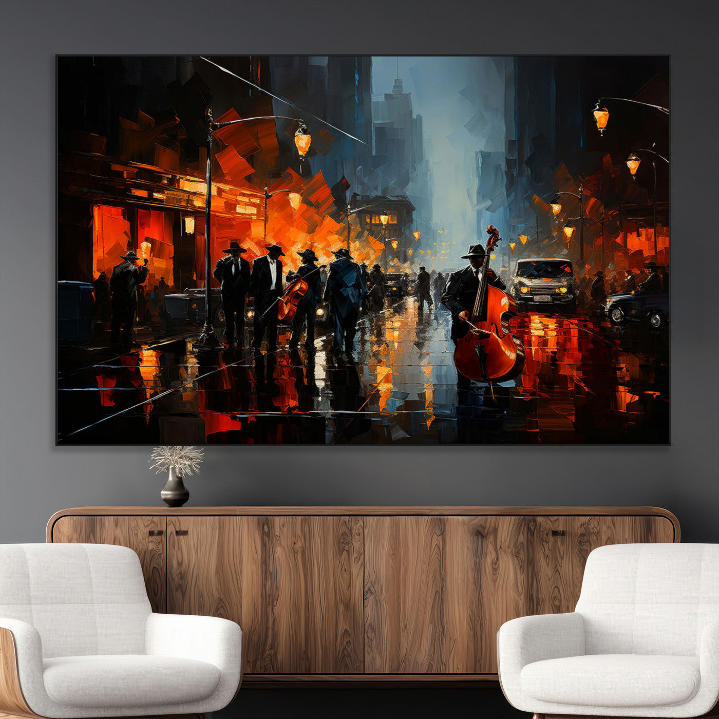 SEG-FC-51X34_Oversize - Winston Porter Jazz Wall Art - African American Music Canvas - Abstract Colorful Music Art - Framed