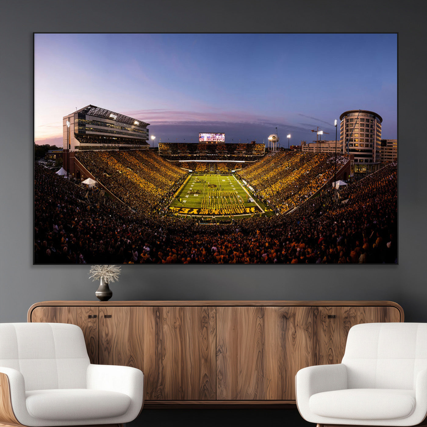 SEG-FC-51X34_Oversize - Iowa Hawkeyes Kinnick Stadium Wall Art Canvas Print, Framed Iowa Hawkeyes Kinnick Stadium Canvas