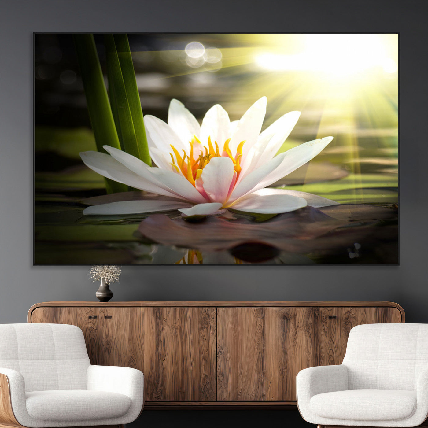 SEG-FC-51X34_Oversize - Lotus Flower Wall Art Canvas Print, Water Lily Large Wall Art Canvas Print