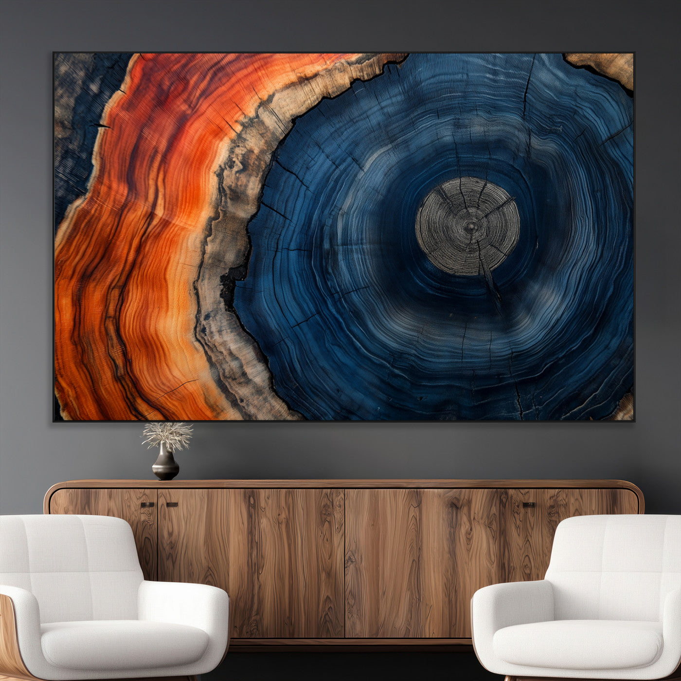 SEG-FC-51X34_Oversize - Tree Rings Wall Art Canvas Print, Rustic Wood Print, Framed Natural Texture Art Print, Wood Grain
