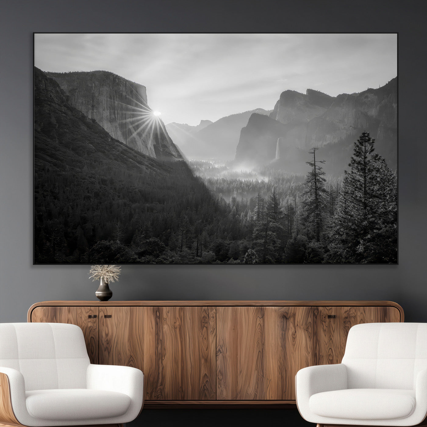 SEG-FC-51X34_Oversize - Yosemite Valley Wall Art Canvas Print, Framed El Capitan Sunrise Art Picture Print, Misty Mountain Perfect Modern Rustic Decor Artwork
