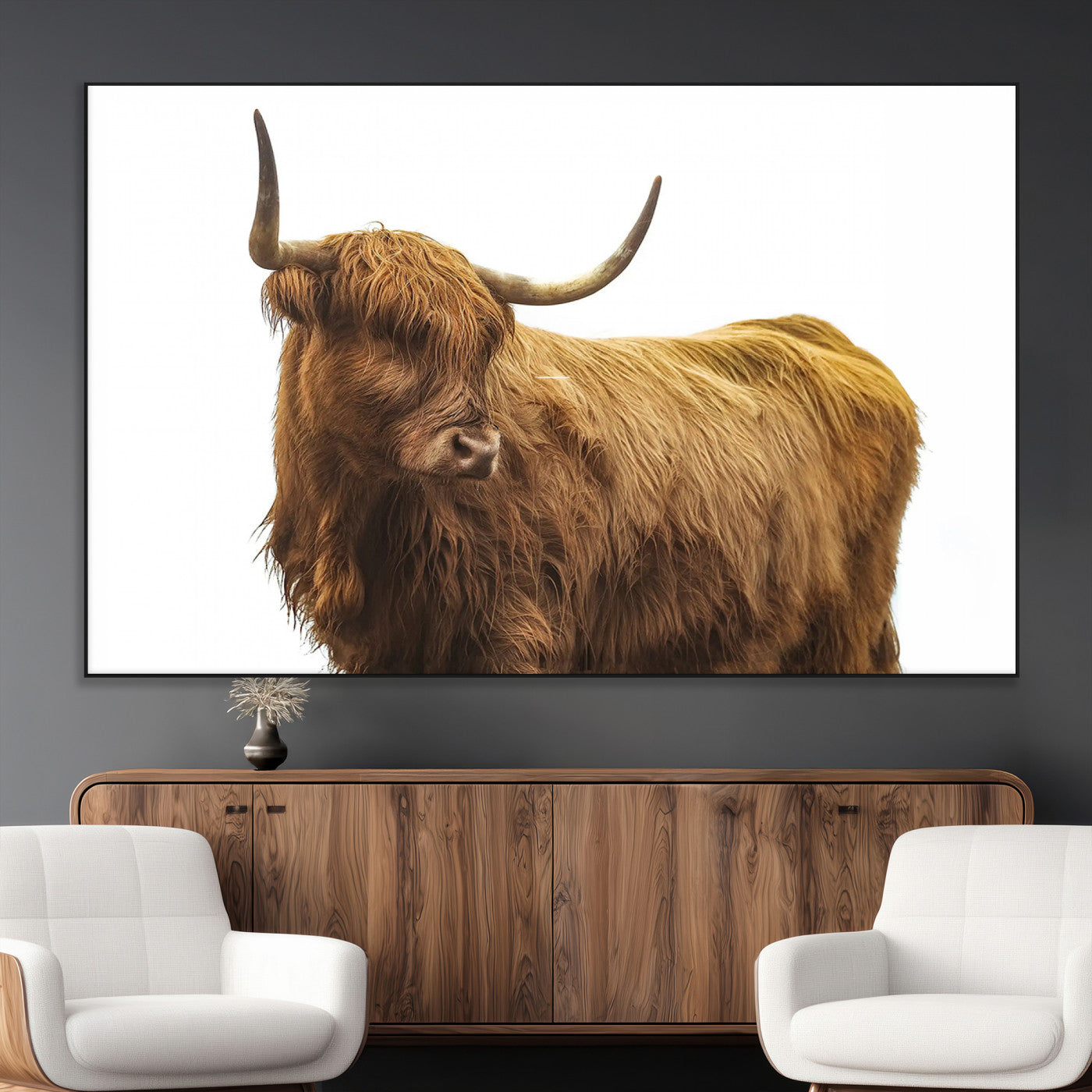 SEG-FC-51X34_Oversize - Highland Cow Wall Art Canvas Print, Framed Farmhouse Wall Art Art Picture Print, Rustic Animal Decor Perfect Rustic Farmhouse Decor Artwork