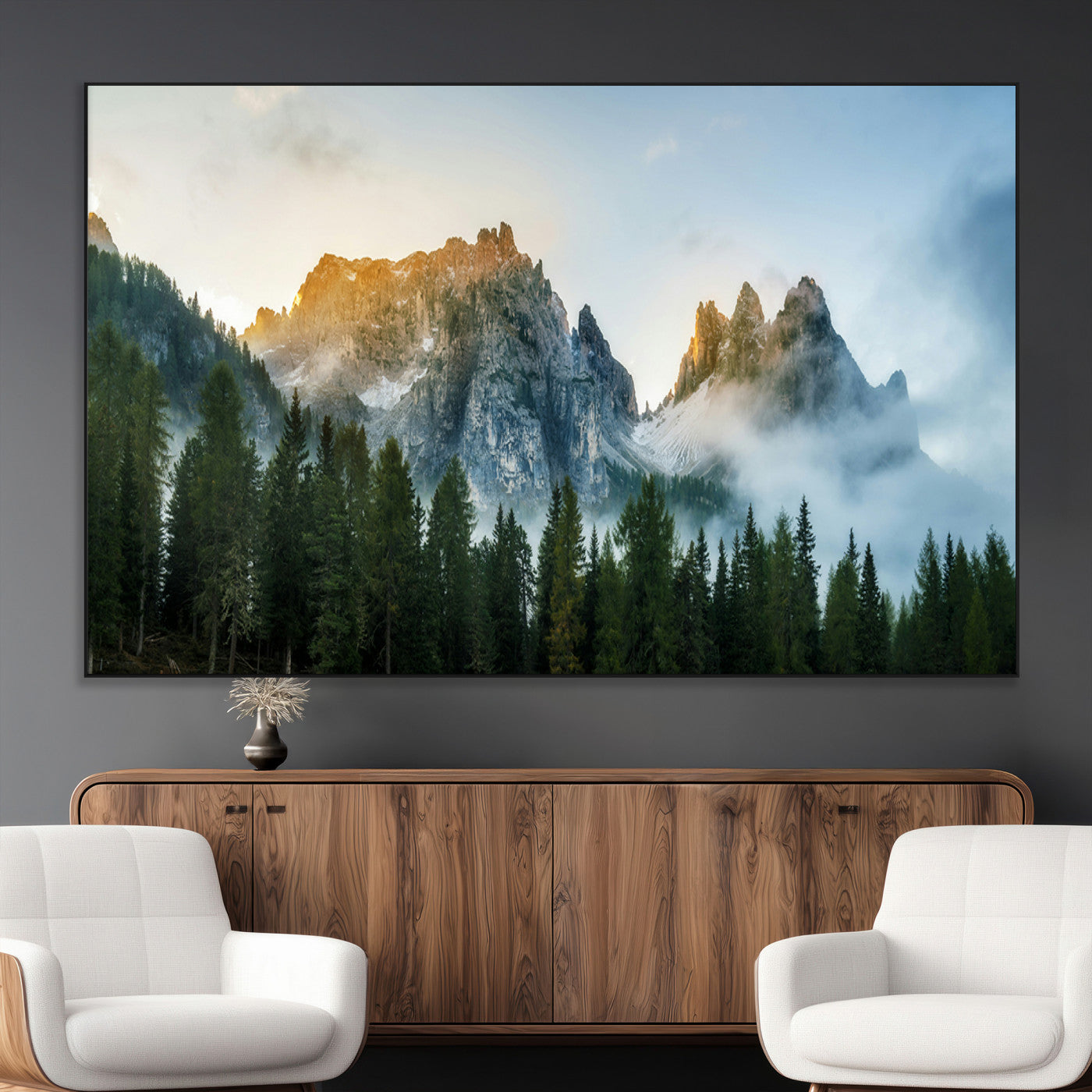 SEG-FC-51X34_Oversize - Wilderness Wall Art Wall Art Canvas Print, Framed Nature Landscape Decor Art Picture Print, Misty Forest Photography Perfect Rustic Nature Decor Artwork