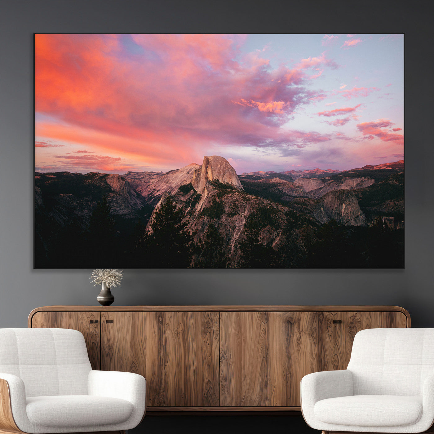 SEG-FC-51X34_Oversize - Half Dome Wall Art Canvas Print, Framed Yosemite National Park Art Picture Print, Dramatic Sunset Perfect Adventurous Wilderness Decor Artwork